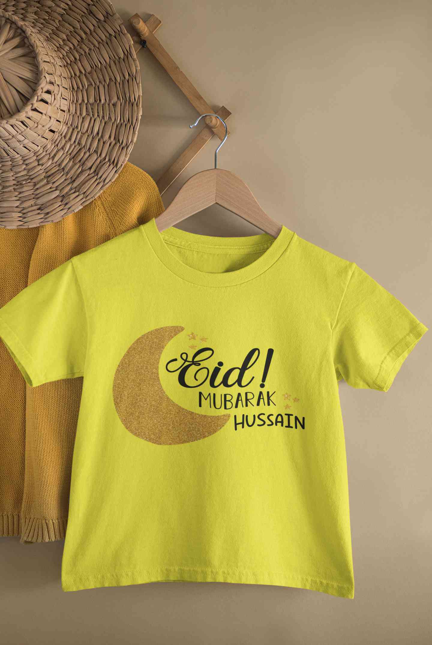 Custom Name Eid Mubaaarak Half Sleeves T-Shirt for Boy-FunkyTeesClub