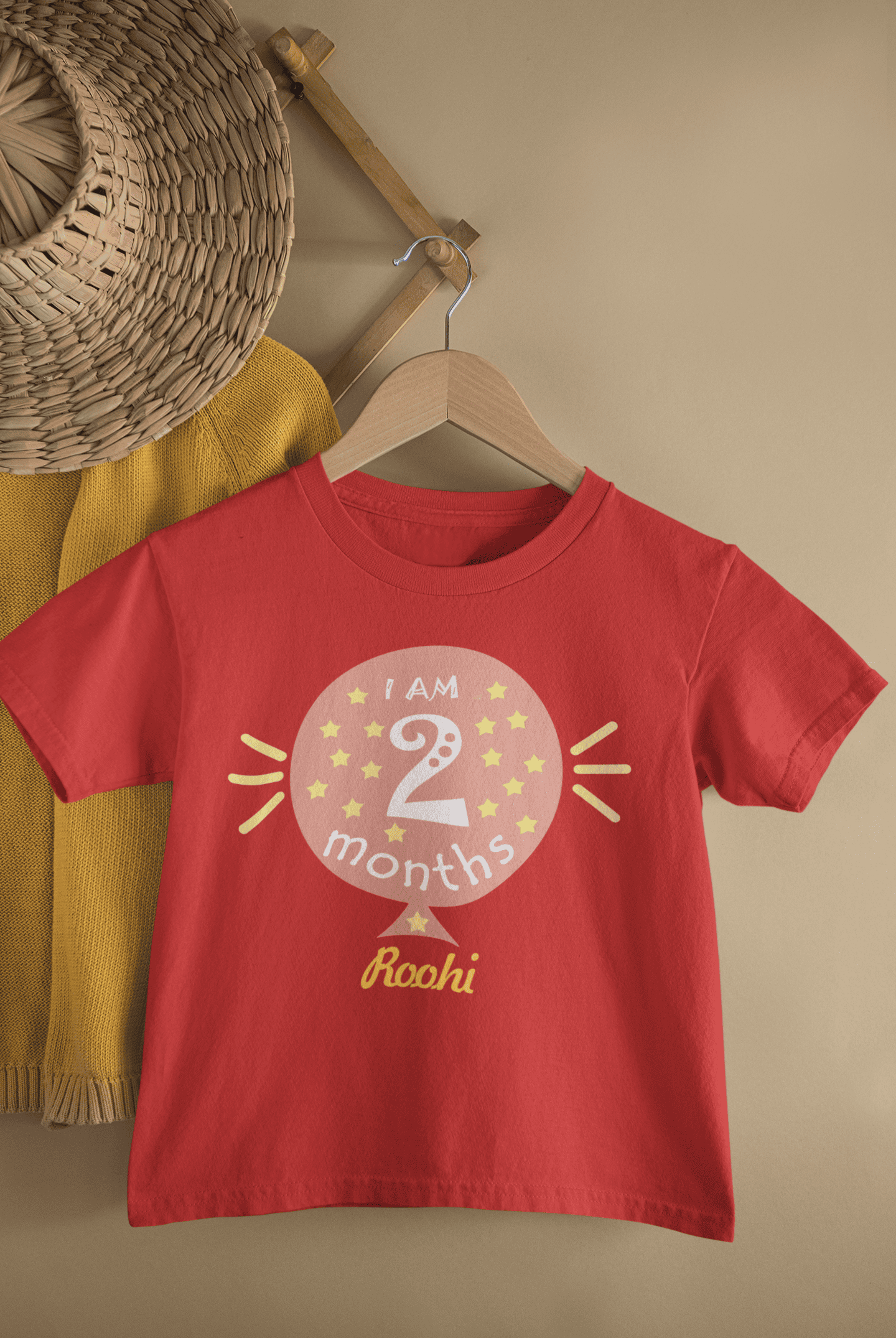 Custom Name I Am Two Month Half Sleeves T-Shirt For Girls -FunkyTeesClub