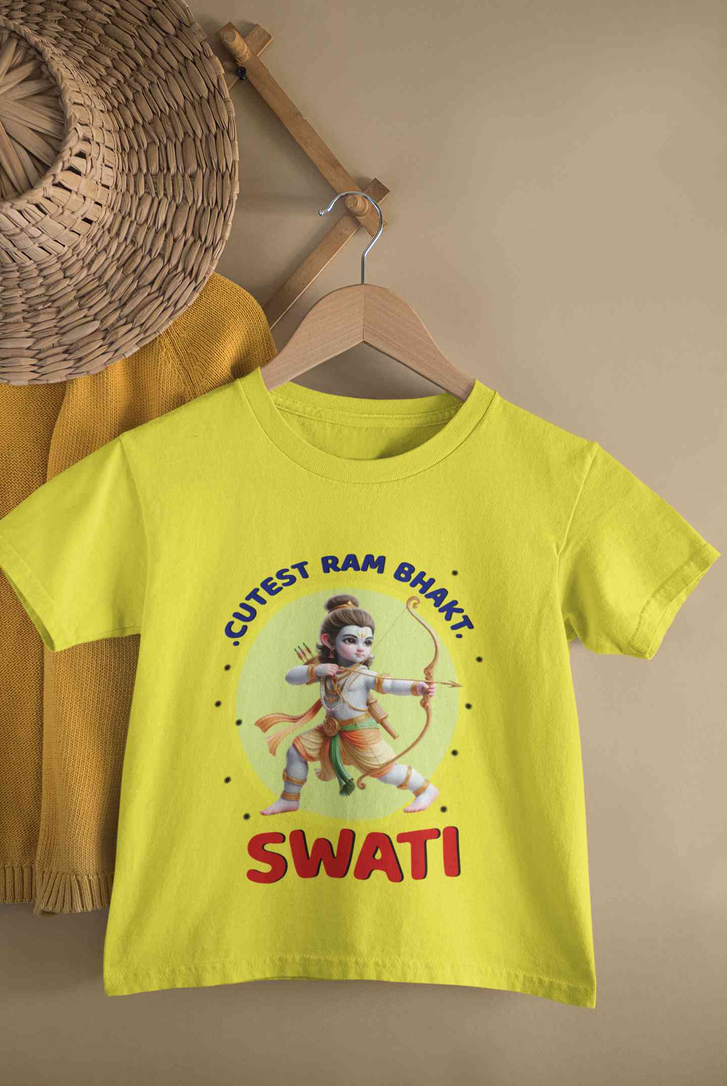 Custom Name Cutest Ram Bhakt Half Sleeves T-Shirt For Girls -FunkyTeesClub