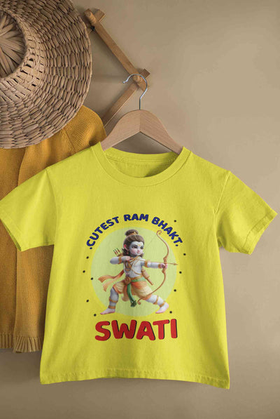 Custom Name Cutest Ram Bhakt Half Sleeves T-Shirt For Girls -FunkyTeesClub