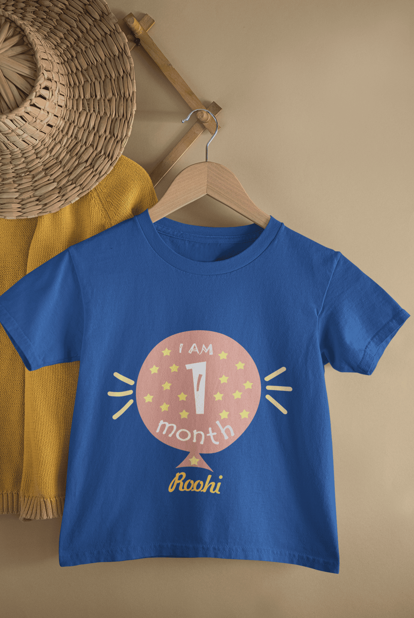 Custom Name I Am One Month Half Sleeves T-Shirt For Girls -FunkyTeesClub