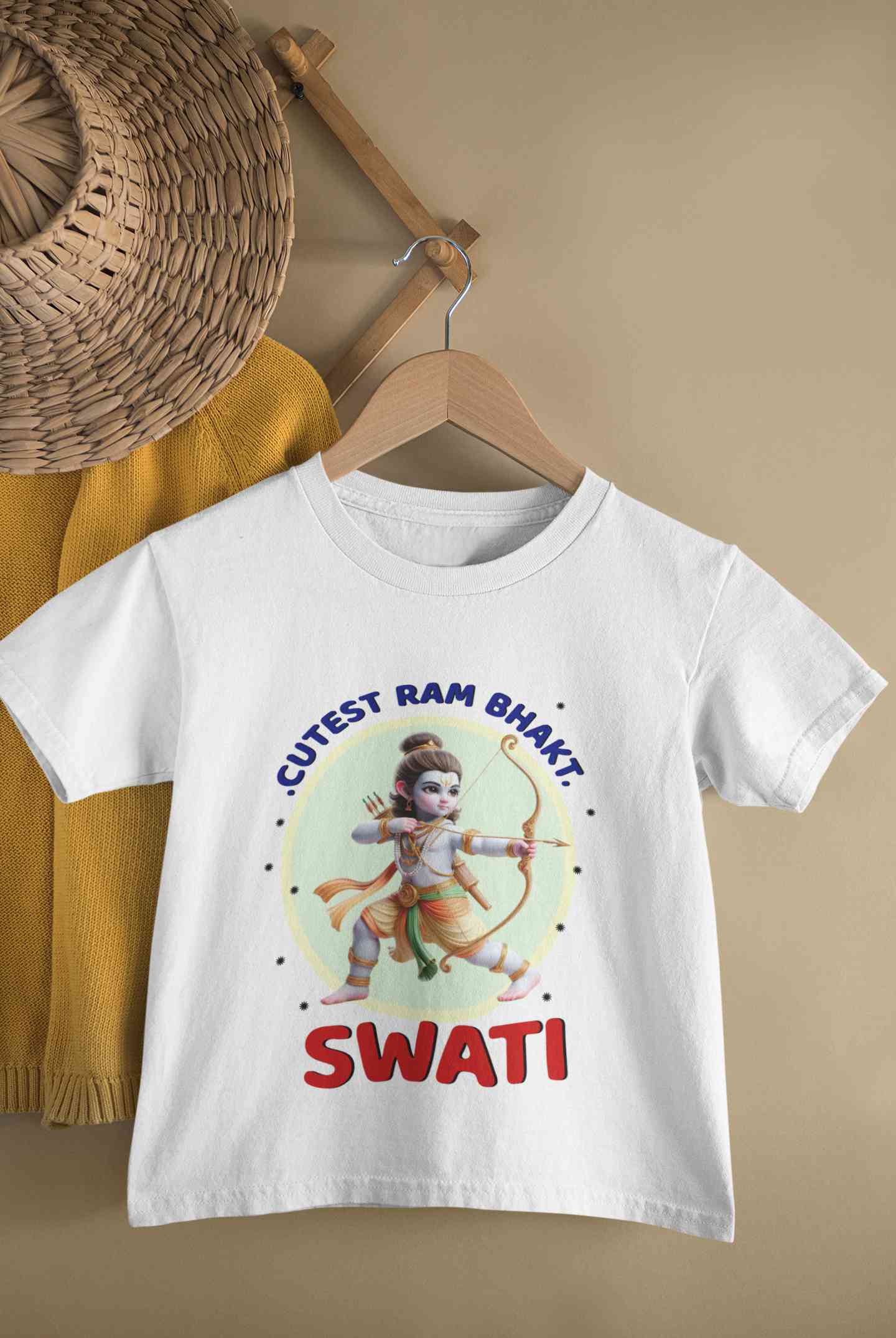 Custom Name Cutest Ram Bhakt Half Sleeves T-Shirt For Girls -FunkyTeesClub