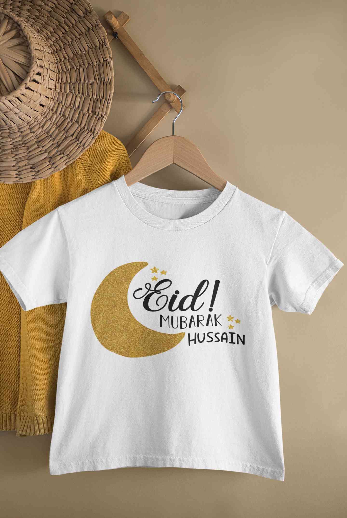 Custom Name Eid Mubaaarak Half Sleeves T-Shirt for Boy-FunkyTeesClub
