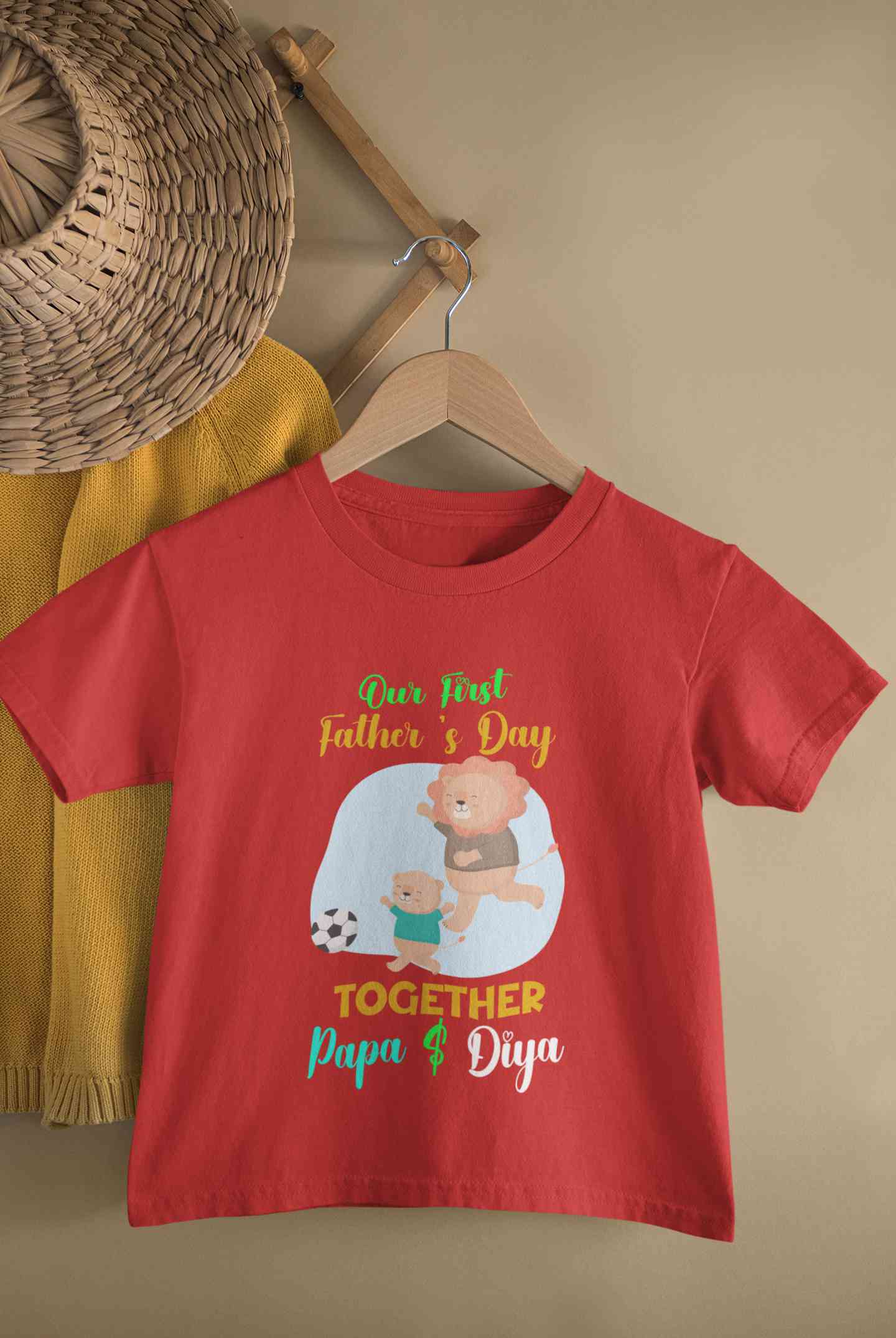Custom Name Our First Father Day Half Sleeves T-Shirt For Girls -FunkyTeesClub