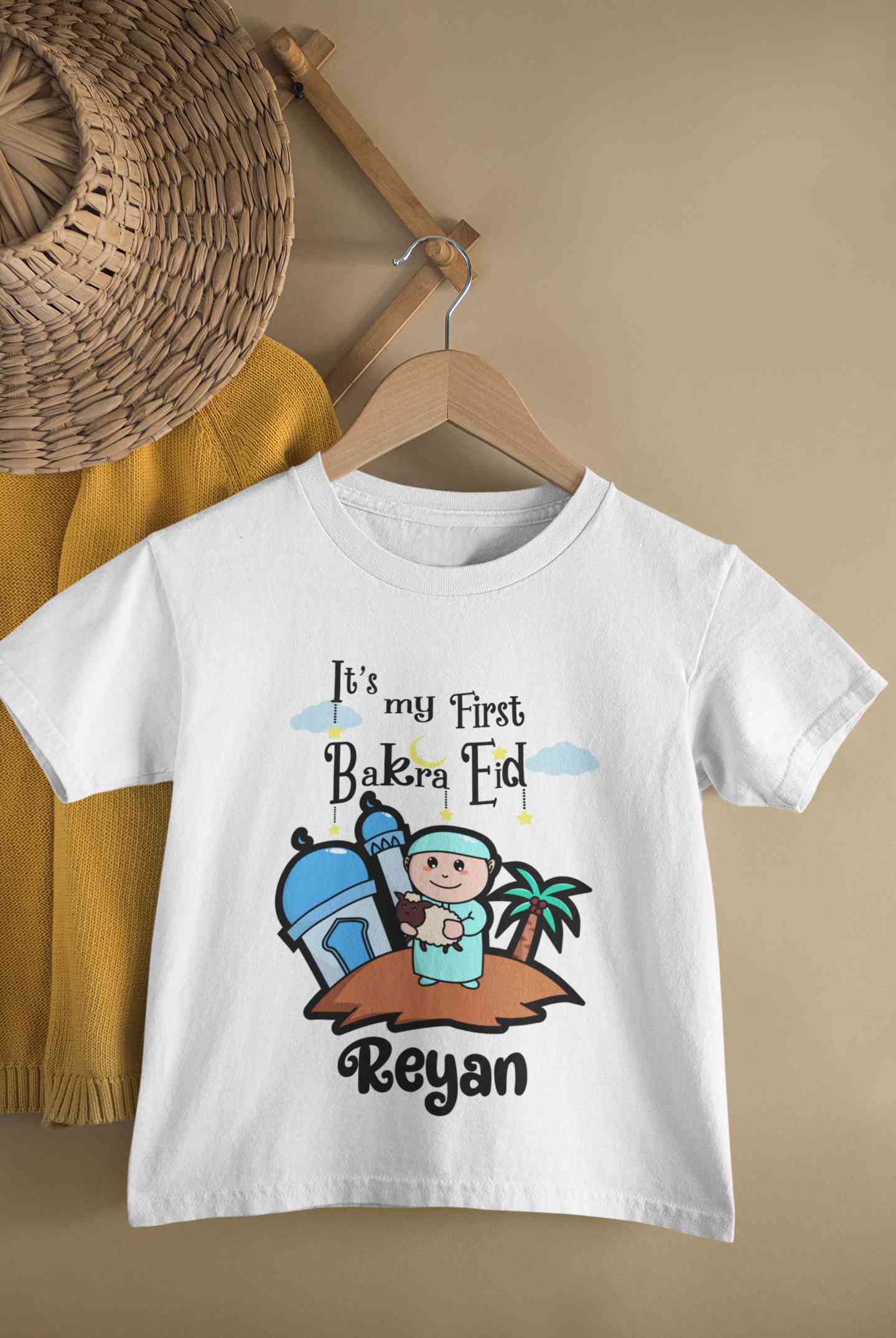 Custom Name Its My First Bakra Eid Half Sleeves T-Shirt for Boy-FunkyTeesClub