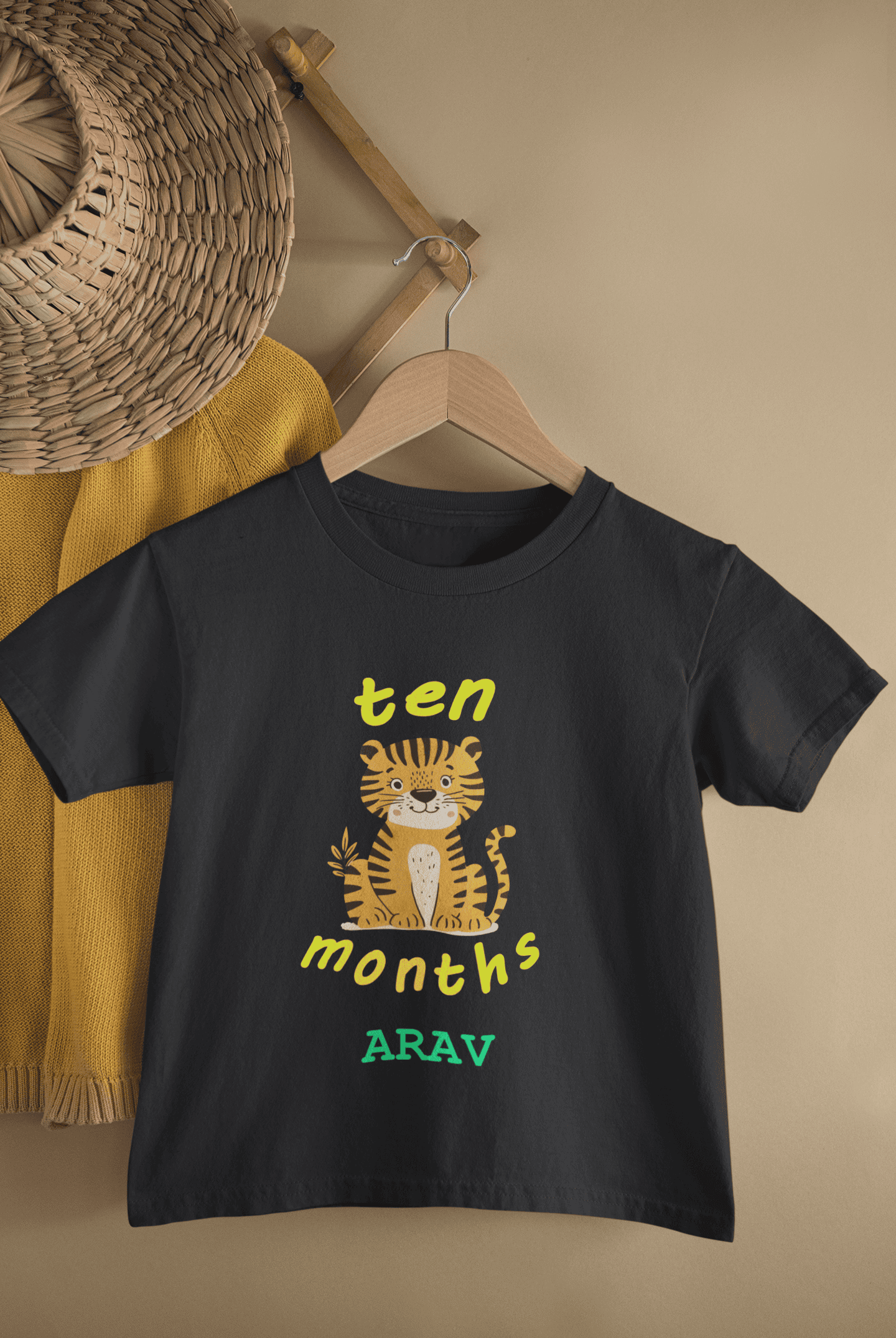 Custom Name Ten Months Birthday Half Sleeves T-Shirt for Boys -FunkyTeesClub