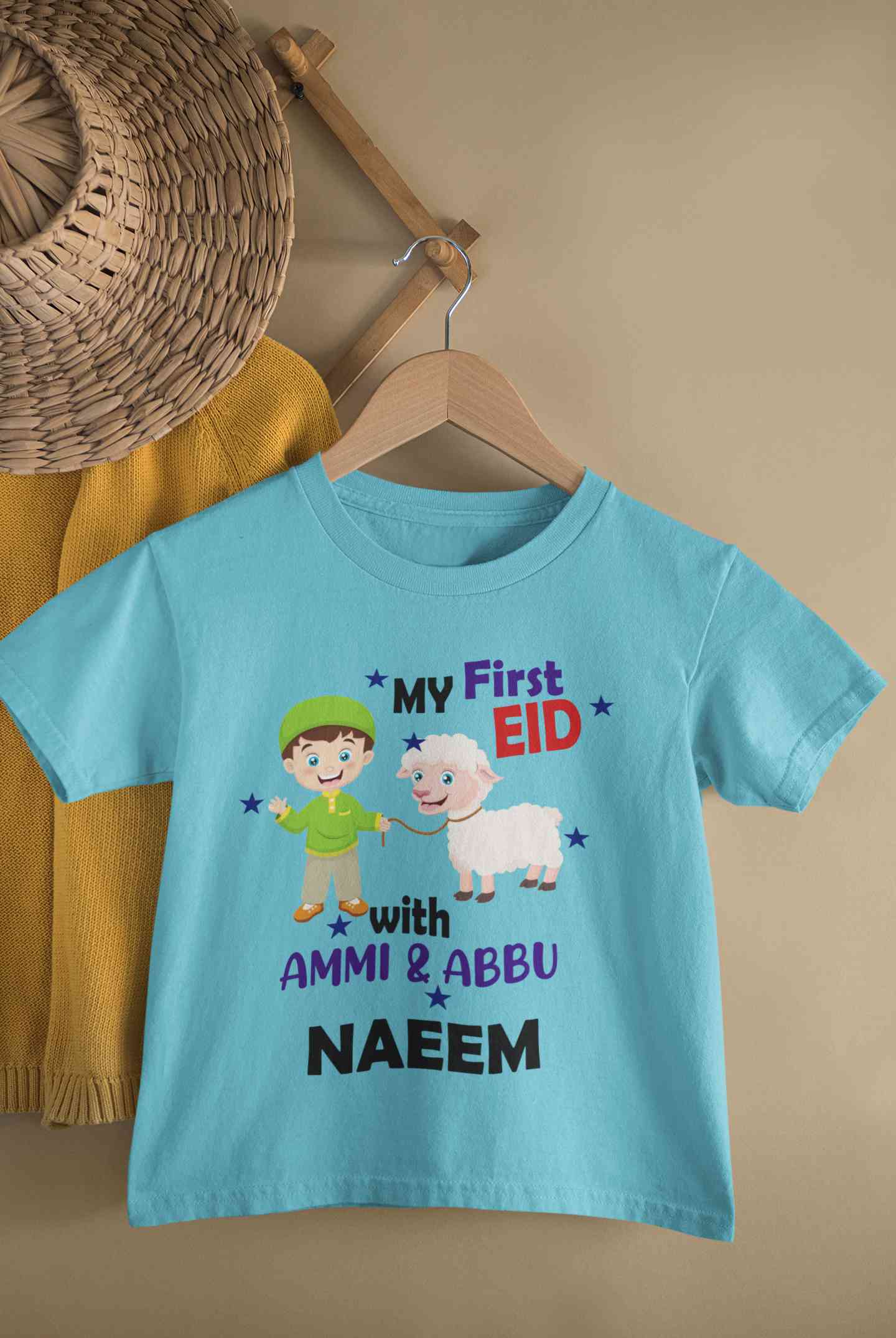 Custom Name My First Eid With Ammi And Abbu Half Sleeves T-Shirt for Boy-FunkyTeesClub