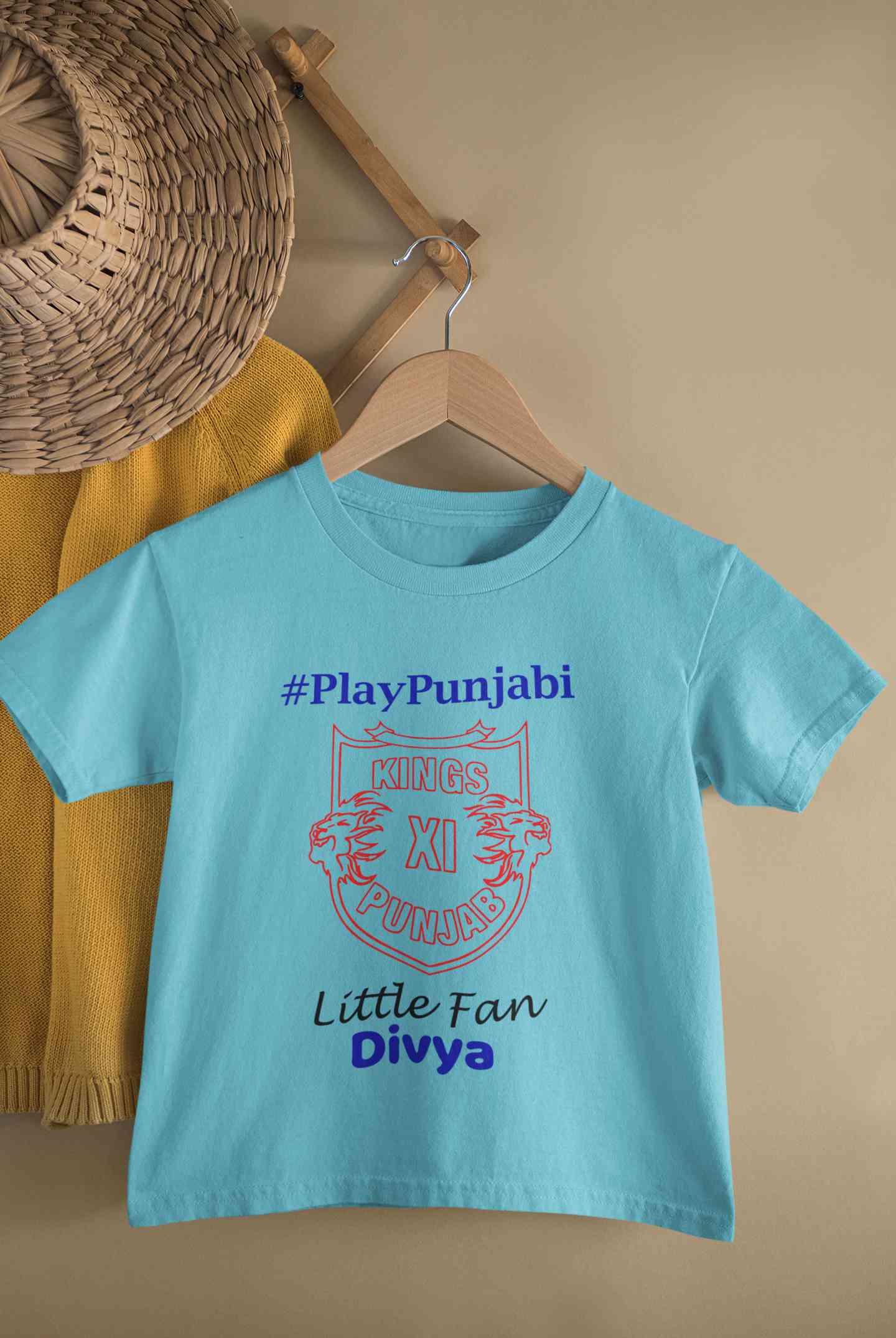 Custom Name IPL PBKS Punjab Kings PlayPunjabi Kings Eleven Punjab Half Sleeves T-Shirt For Girls -FunkyTeesClub