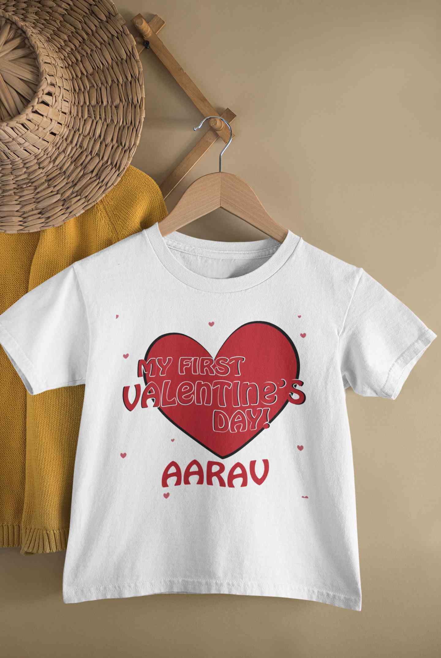 Custom Name 1st Valentine Half Sleeves T-Shirt for Boy-FunkyTeesClub