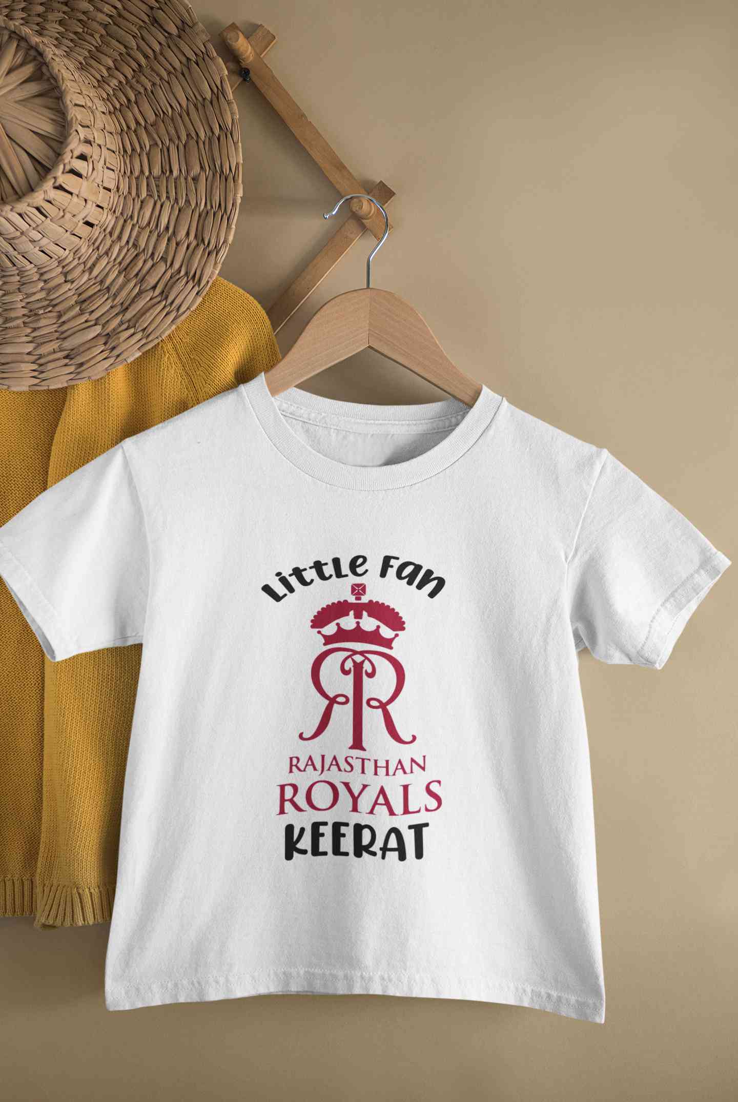 Custom Name IPL RR Rajasthan Royals Little Fan Half Sleeves T-Shirt For Girls -FunkyTeesClub