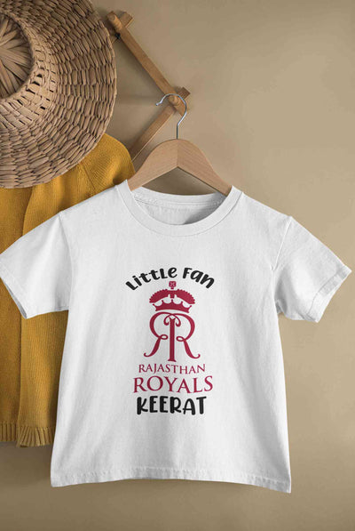 Custom Name IPL RR Rajasthan Royals Little Fan Half Sleeves T-Shirt For Girls -FunkyTeesClub