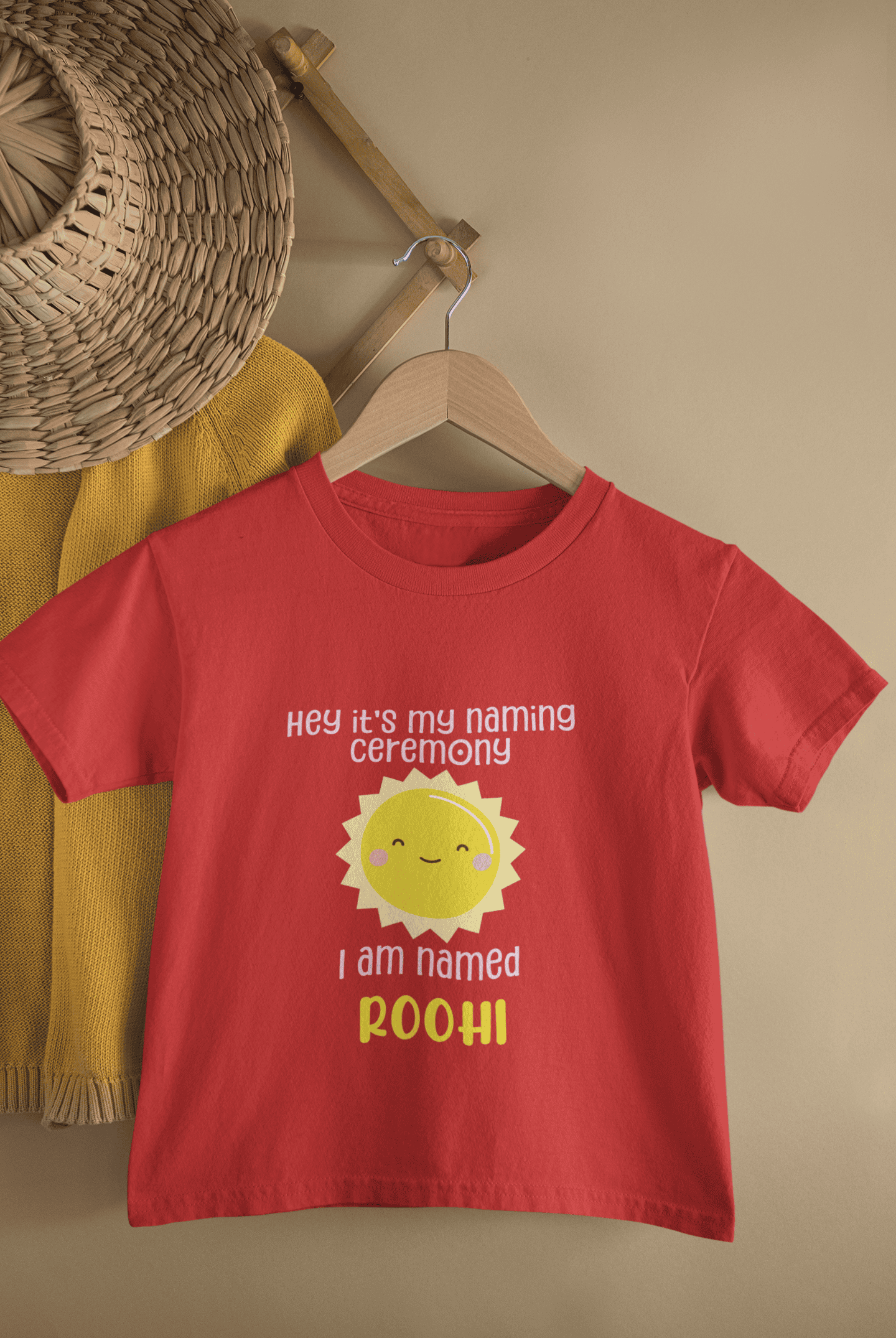 Custom Name Naming Ceremony New Born Half Sleeves T-Shirt For Girls -FunkyTeesClub