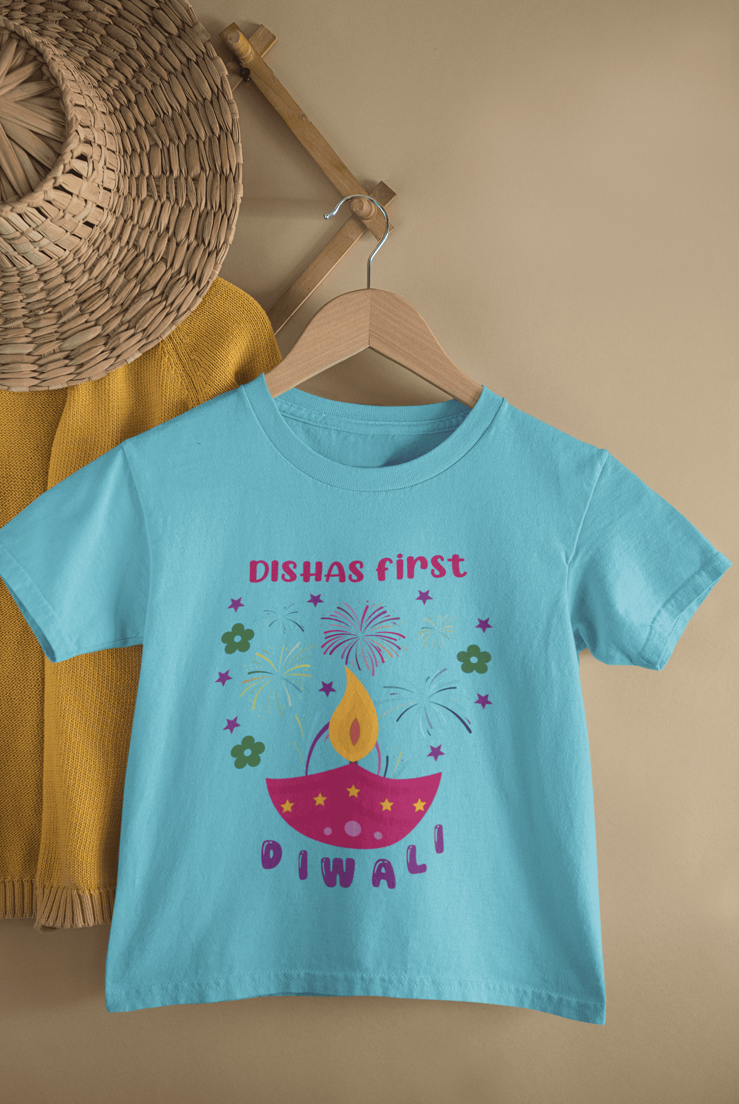 Custom Name First Diwali Celebrations Diwali Half Sleeves T-Shirt For Girls -FunkyTeesClub