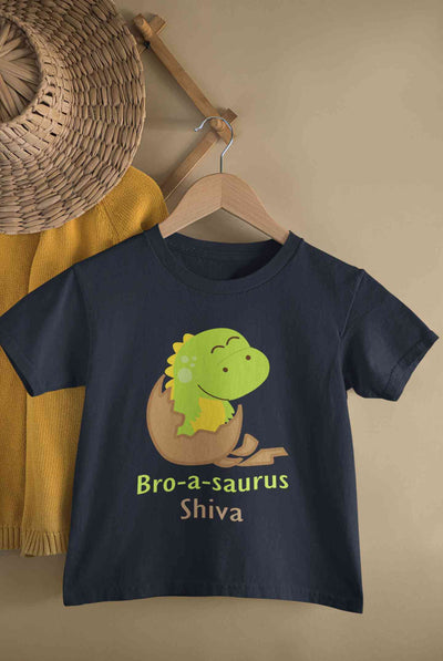 Custom Name Bro A Sauras Raksha Bandhan Half Sleeves T-Shirt for Boy-FunkyTeesClub
