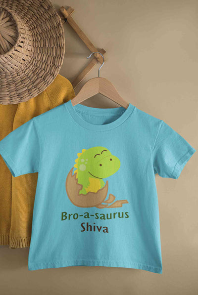 Custom Name Bro A Sauras Raksha Bandhan Half Sleeves T-Shirt for Boy-FunkyTeesClub