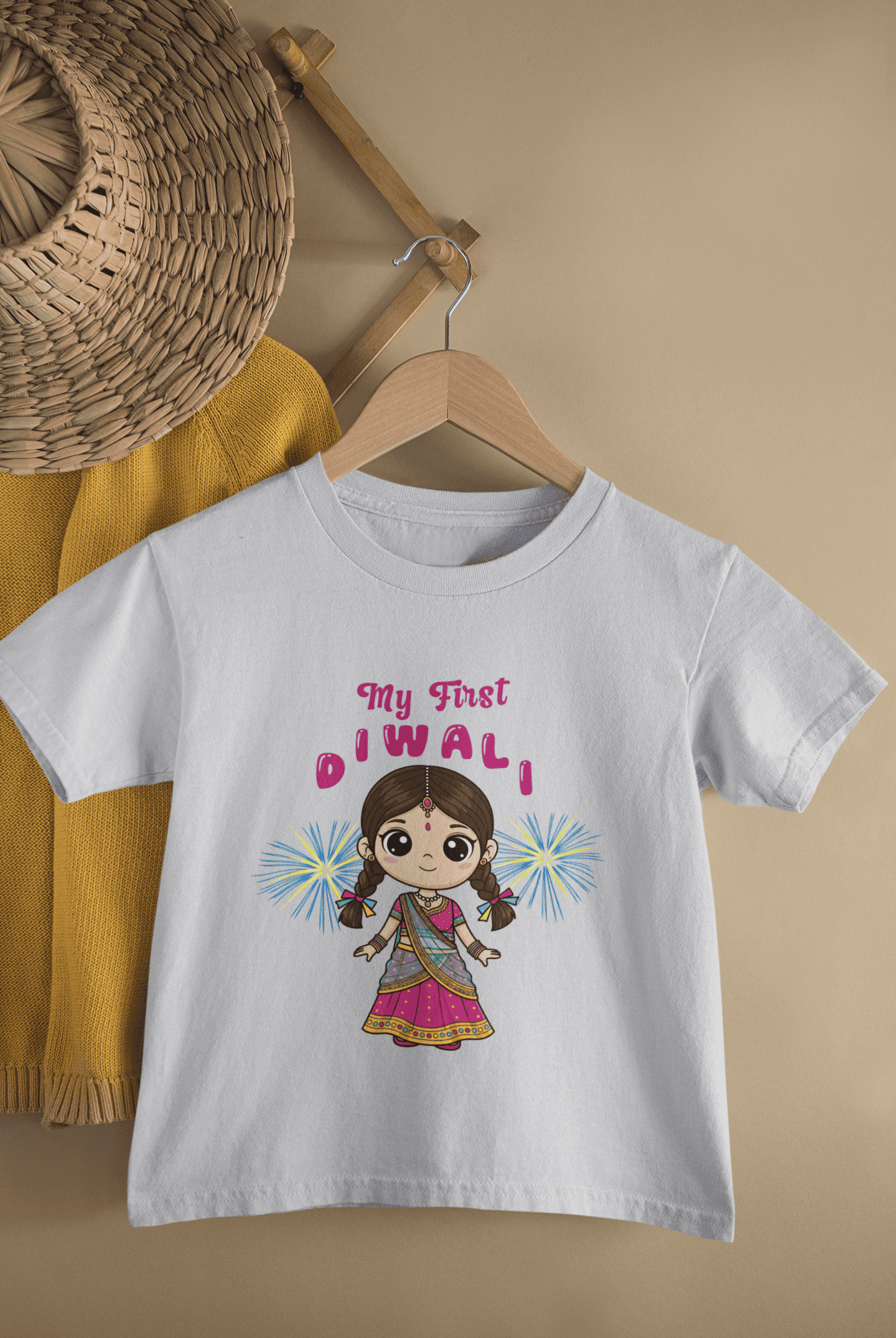 My First Diwali Cute Half Sleeves T-Shirt For Girls -FunkyTeesClub