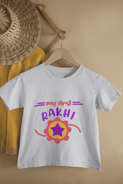 My First Rakhi Rakshabandhan Half Sleeves T-Shirt For Girls -FunkyTeesClub