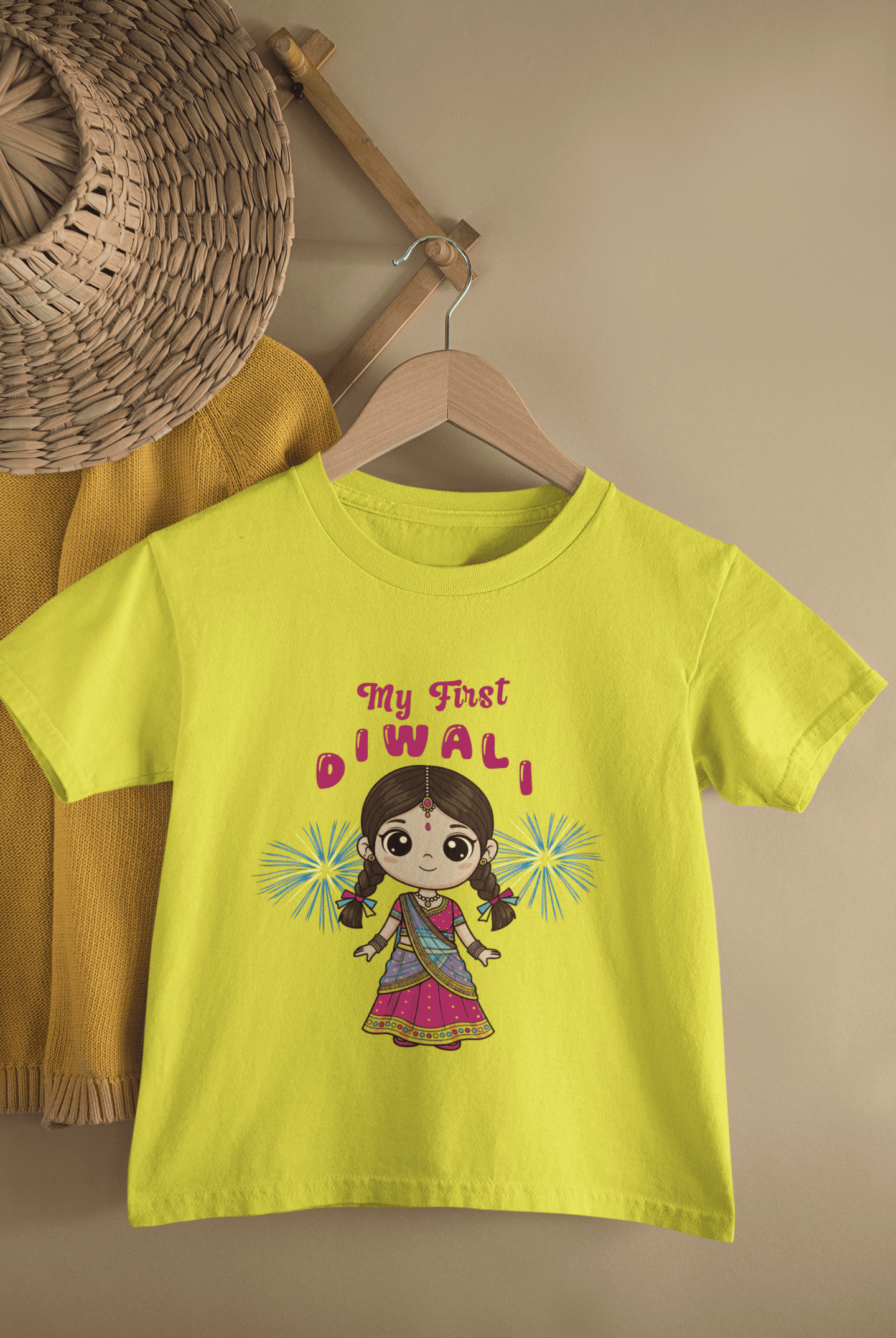 My First Diwali Cute Half Sleeves T-Shirt For Girls -FunkyTeesClub