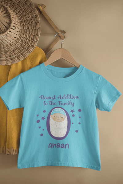 Custom Name Newest Addition New Born Half Sleeves T-Shirt for Boys -FunkyTeesClub
