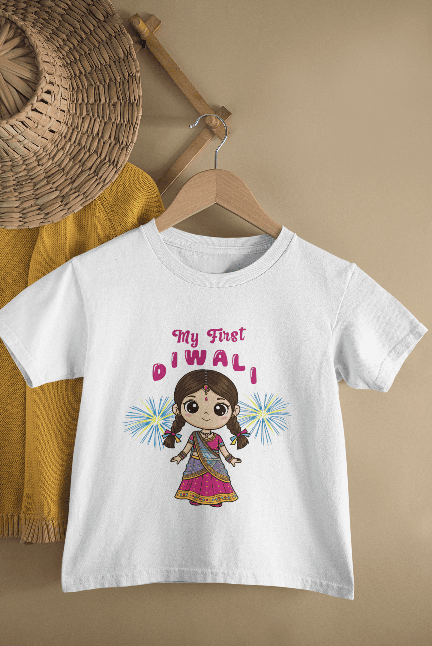My First Diwali Cute Half Sleeves T-Shirt For Girls -FunkyTeesClub
