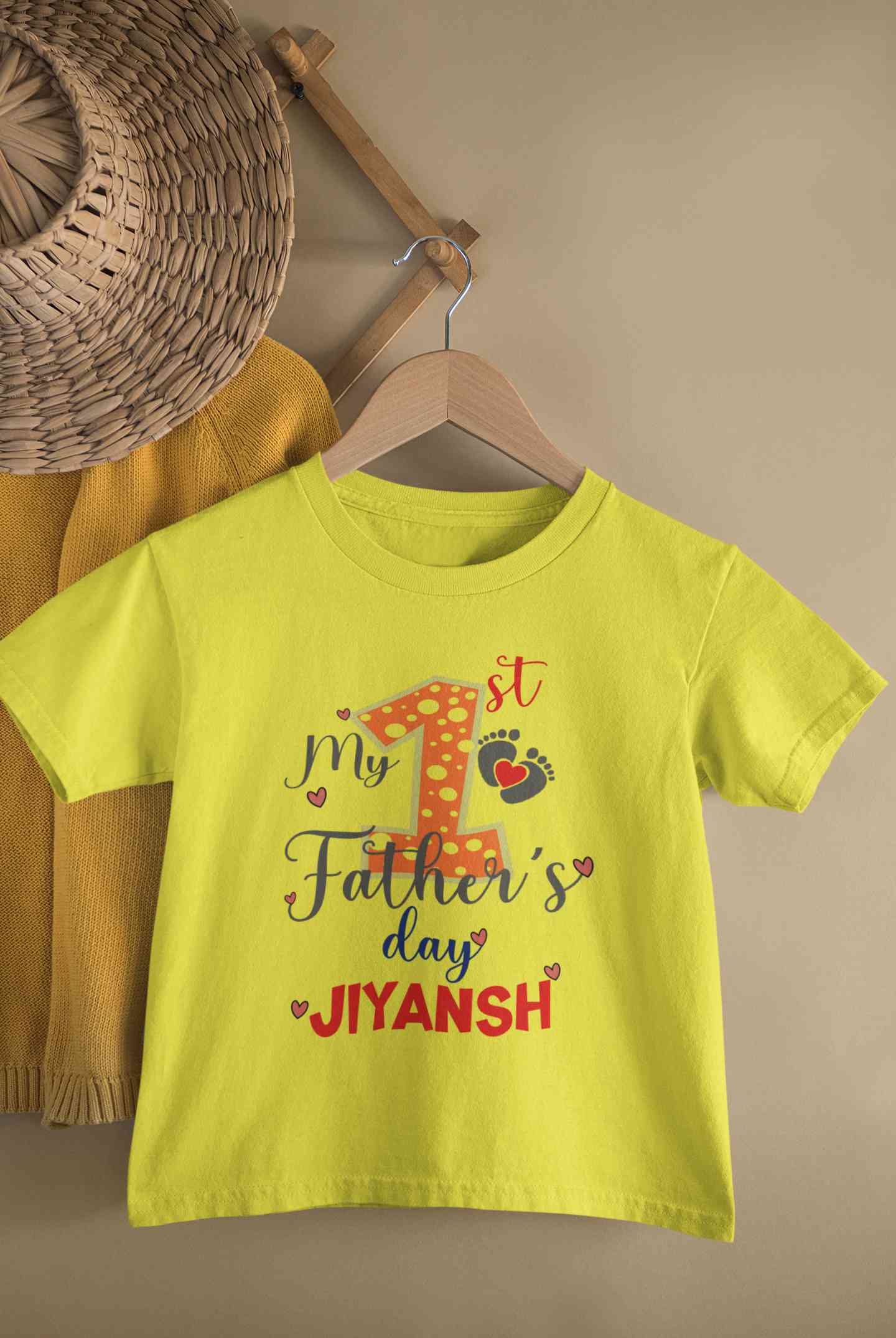 Custom Name First Fathers Day Half Sleeves T-Shirt for Boy-FunkyTeesClub
