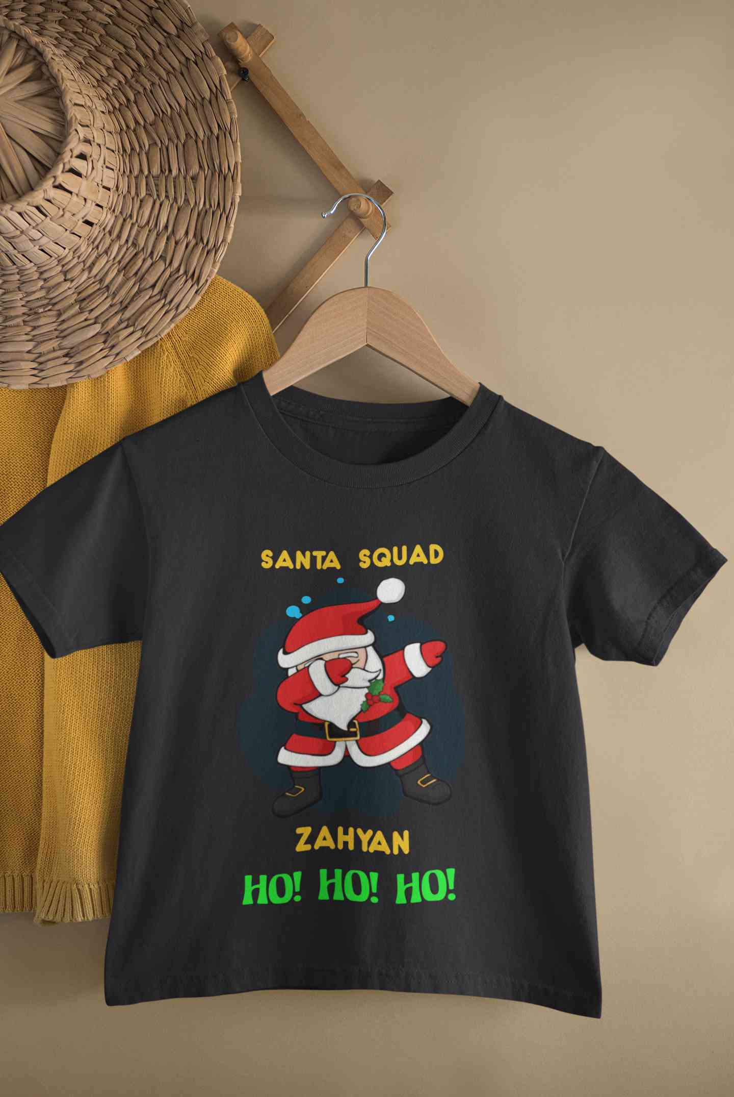 Customized Name Santa Squad Ho Ho Ho Christmas Half Sleeves T-Shirt for Boy-FunkyTeesClub