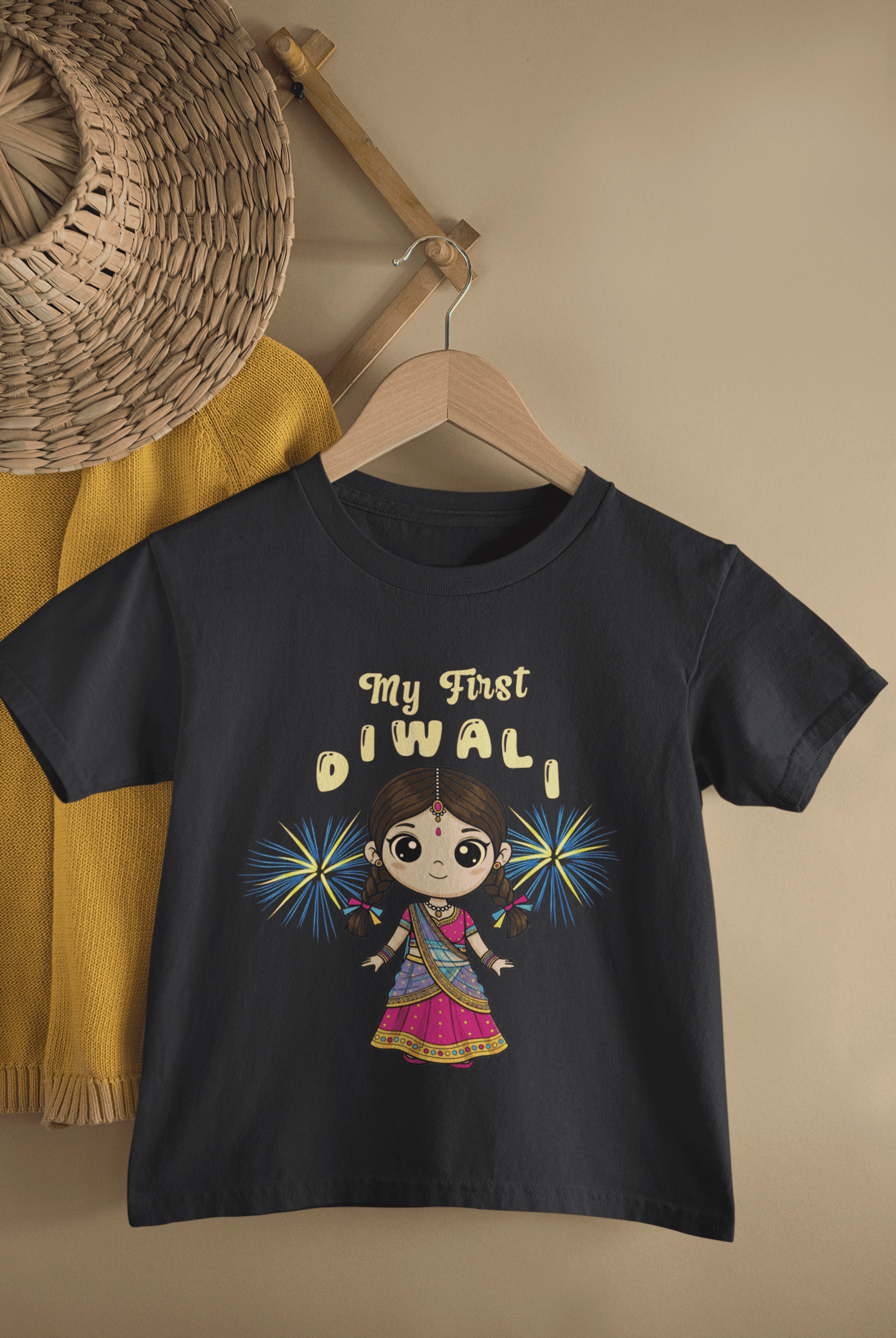 My First Diwali Cute Half Sleeves T-Shirt For Girls -FunkyTeesClub