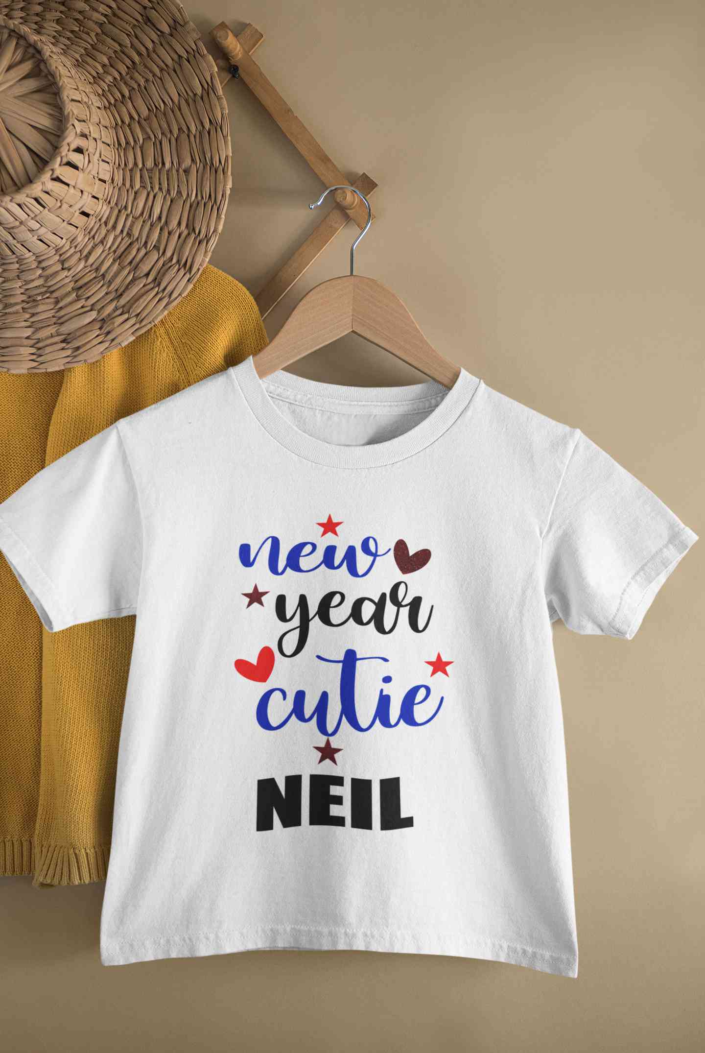 Customized Name New Year Cutie Half Sleeves T-Shirt for Boy-FunkyTeesClub