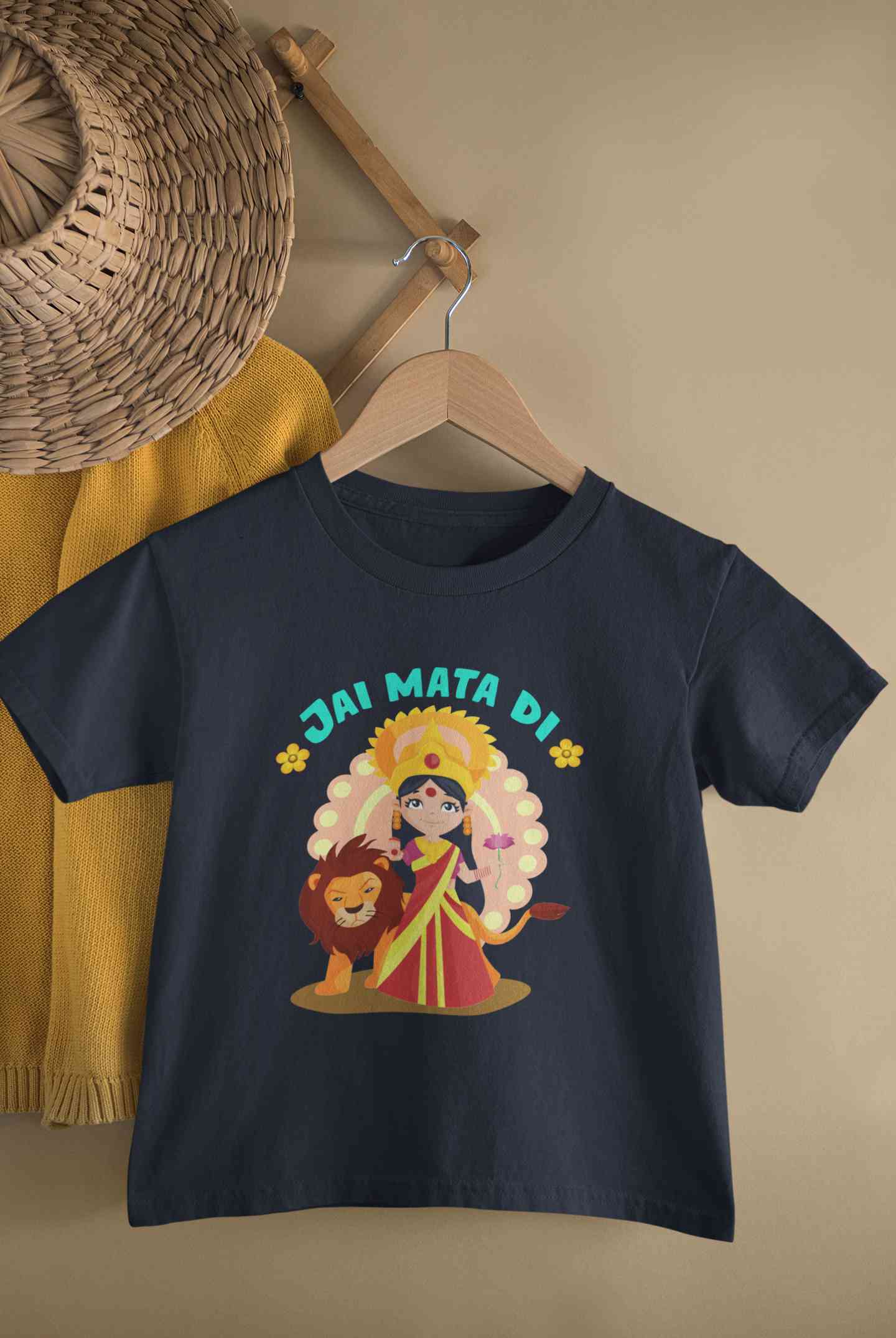 Jai Mata Di Navratri Half Sleeves T-Shirt For Girls -FunkyTeesClub