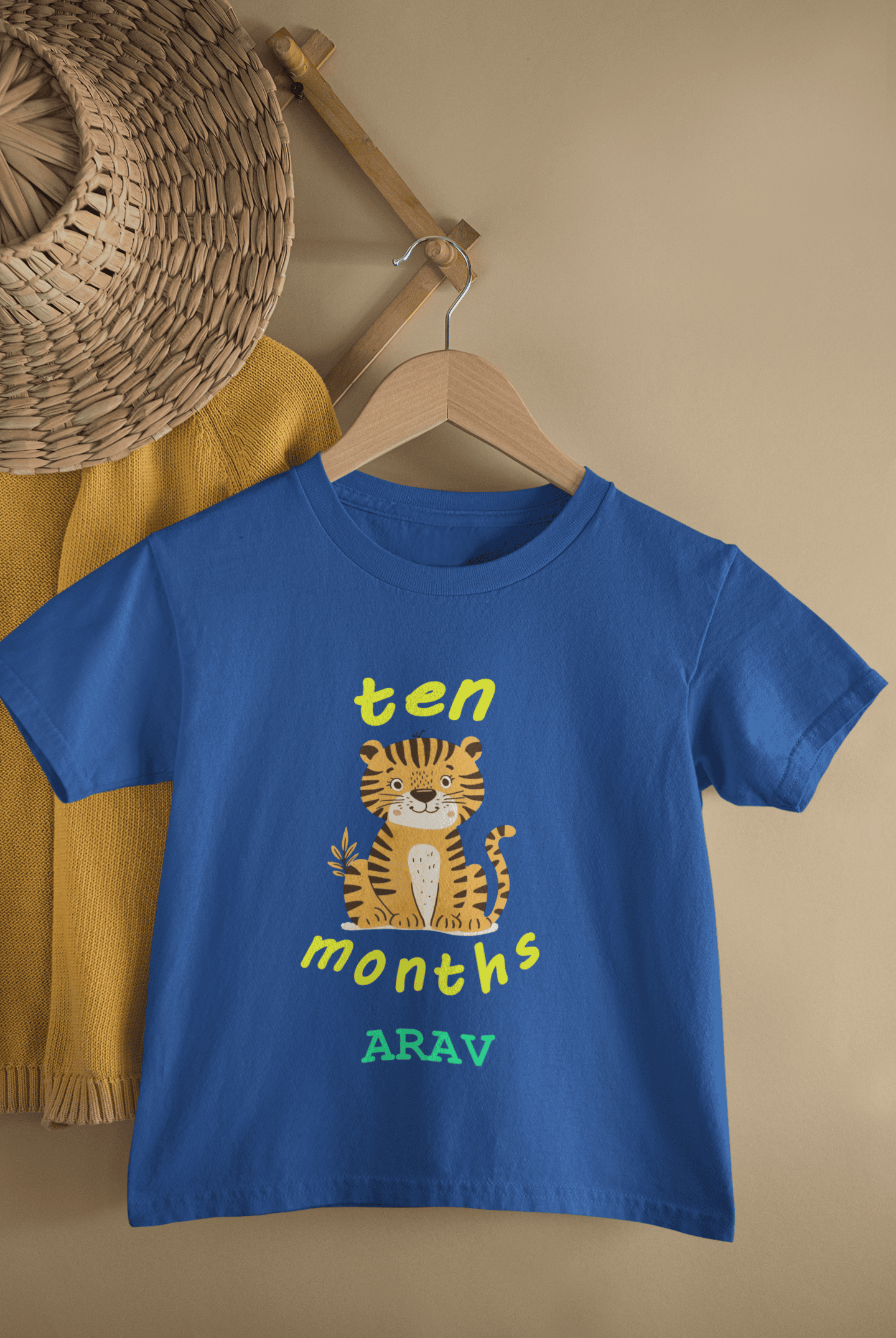 Custom Name Ten Months Birthday Half Sleeves T-Shirt for Boys -FunkyTeesClub