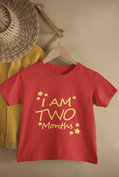 I Am Two Month Half Sleeves T-Shirt For Girls -FunkyTeesClub