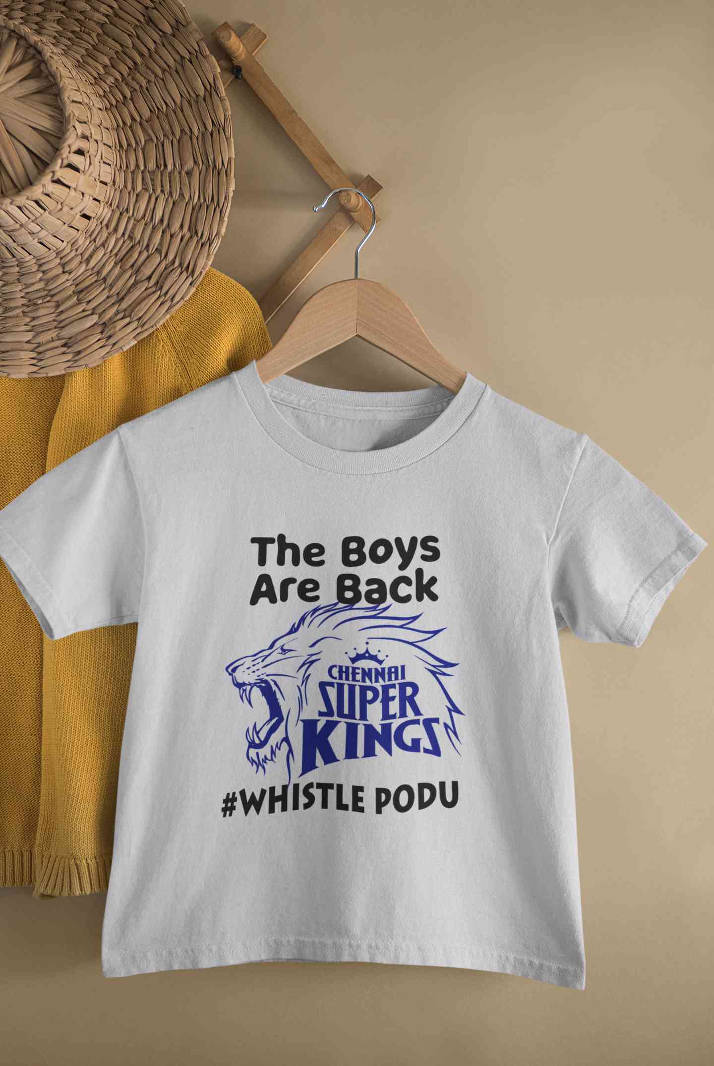 The Boys Are Back Whistle Podu IPL CSK Chennai Super Kings Half Sleeves T-Shirt for Boy-FunkyTeesClub