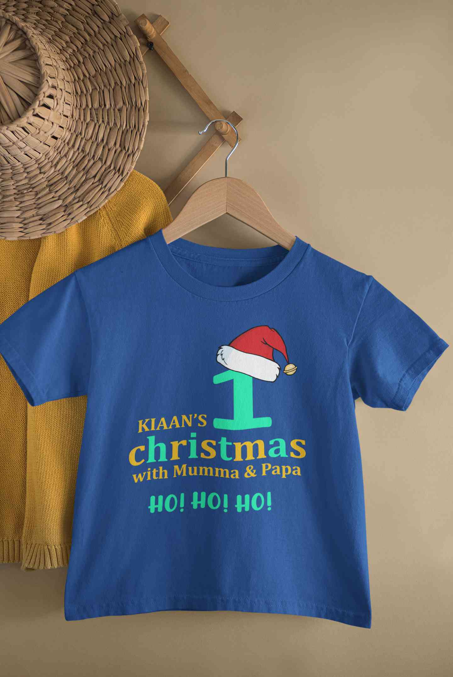 Customized Name 1st Christmas With Mumma & Papa Half Sleeves T-Shirt for Boy-FunkyTeesClub