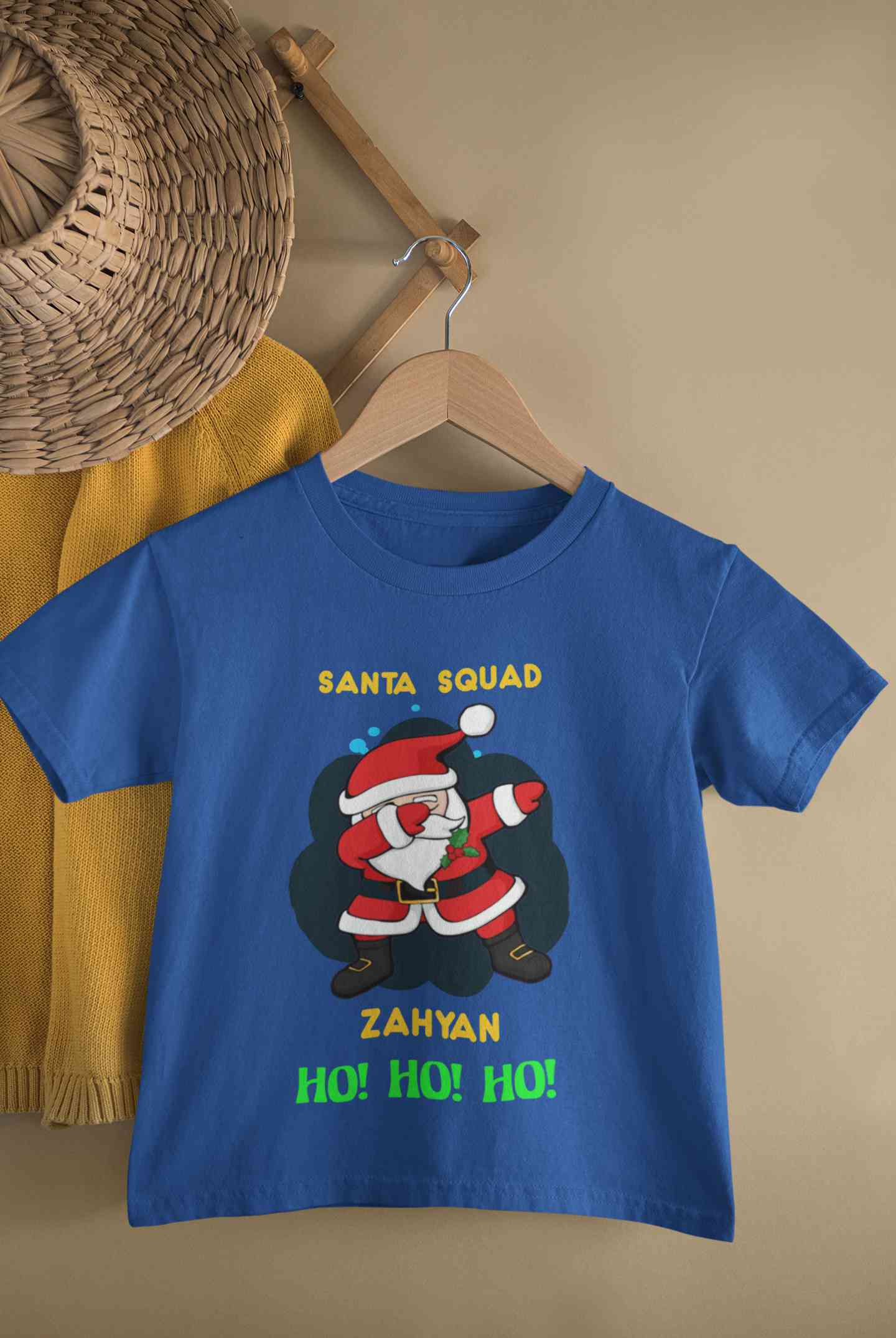 Customized Name Santa Squad Ho Ho Ho Christmas Half Sleeves T-Shirt for Boy-FunkyTeesClub