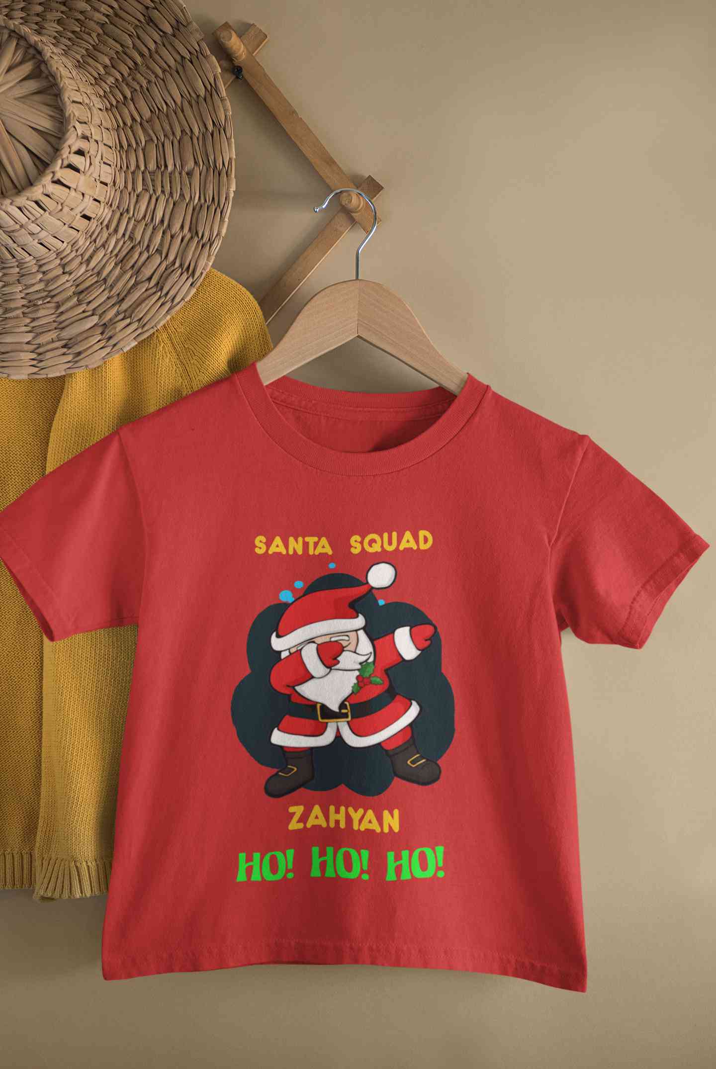 Customized Name Santa Squad Ho Ho Ho Christmas Half Sleeves T-Shirt for Boy-FunkyTeesClub