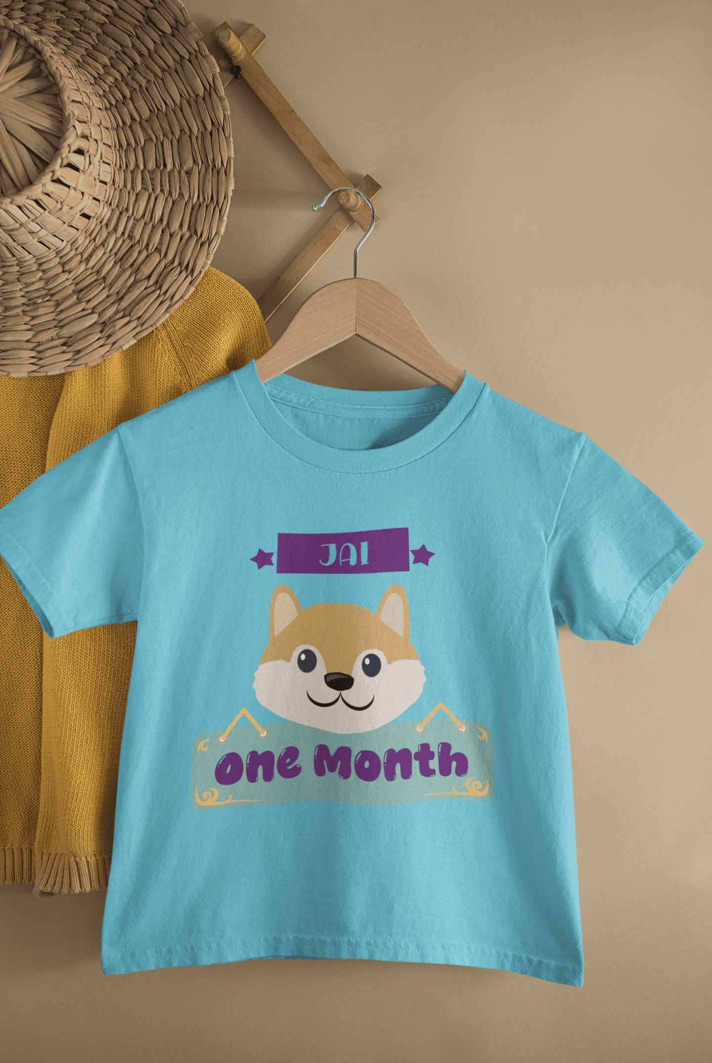 Custom Name One Month Birthday Cute Half Sleeves T-Shirt for Boys -FunkyTeesClub