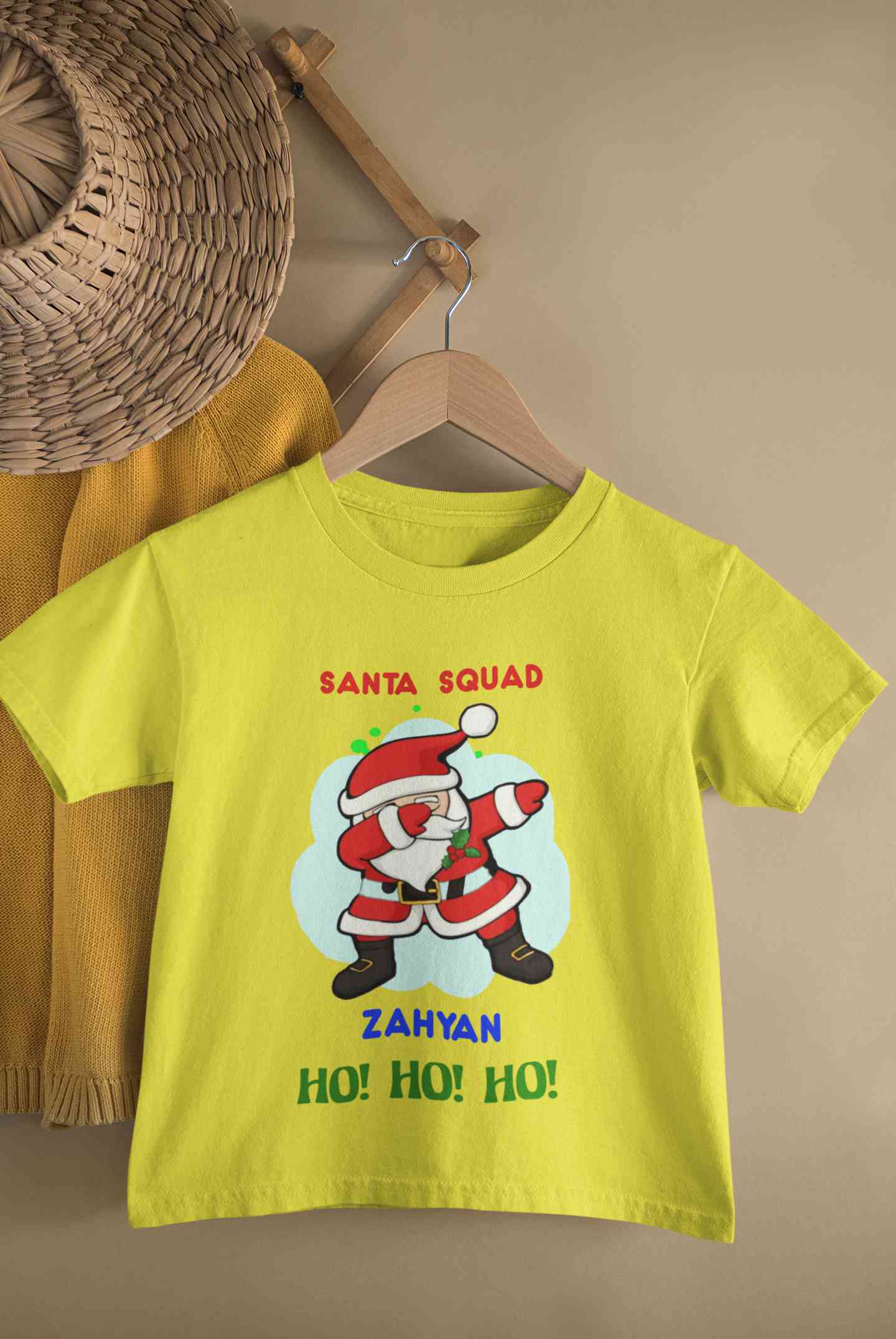 Customized Name Santa Squad Ho Ho Ho Christmas Half Sleeves T-Shirt for Boy-FunkyTeesClub