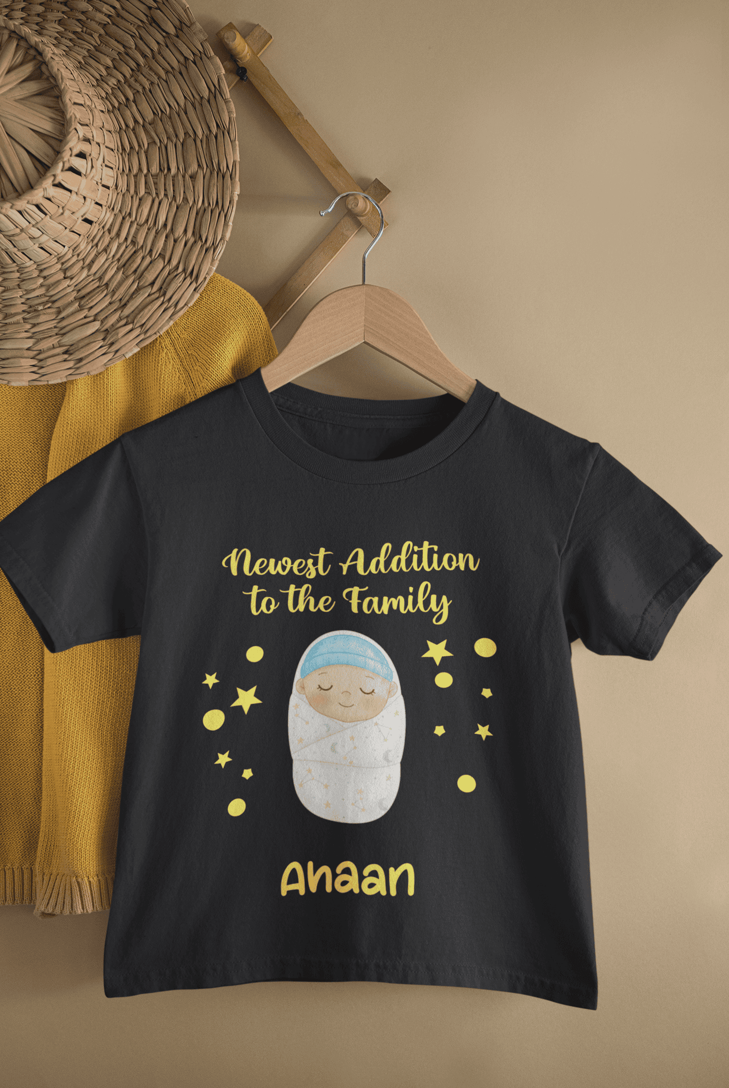 Custom Name Newest Addition New Born Half Sleeves T-Shirt for Boys -FunkyTeesClub