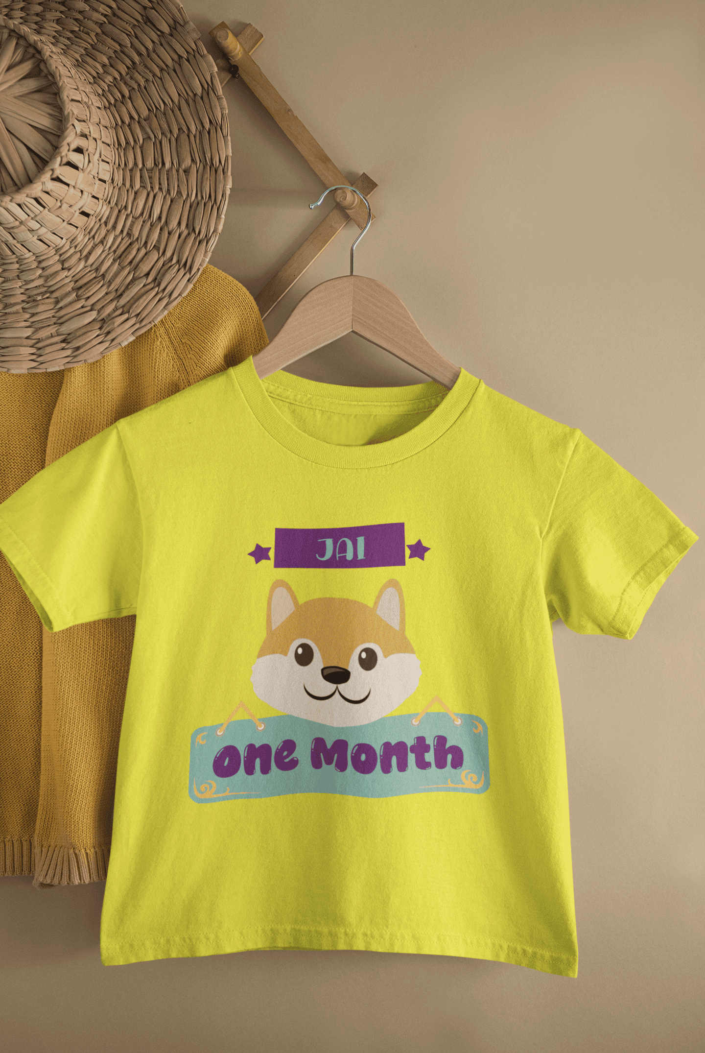 Custom Name One Month Birthday Cute Half Sleeves T-Shirt for Boys -FunkyTeesClub