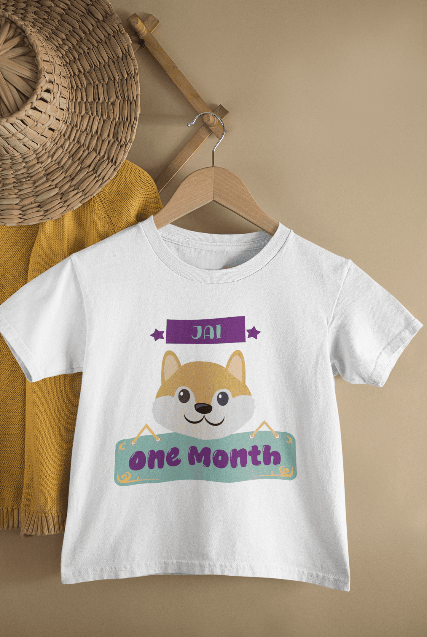 Custom Name One Month Birthday Cute Half Sleeves T-Shirt for Boys -FunkyTeesClub