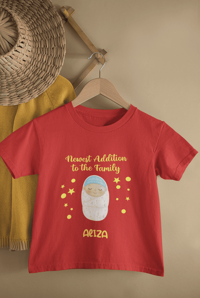 Custom Name Newest Addition New Born Half Sleeves T-Shirt For Girls -FunkyTeesClub