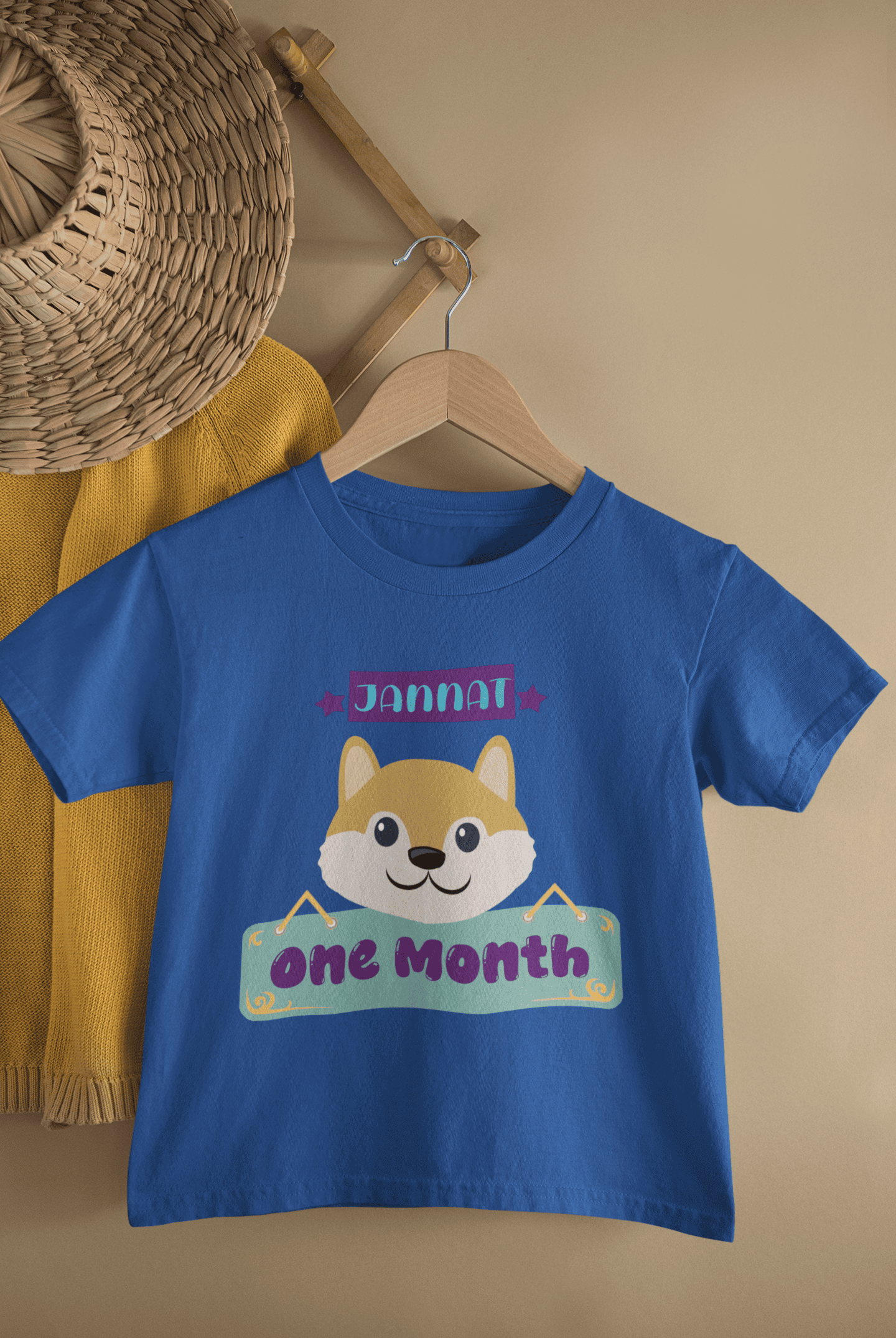 Custom Name One Month Birthday Cute Half Sleeves T-Shirt For Girls -FunkyTeesClub