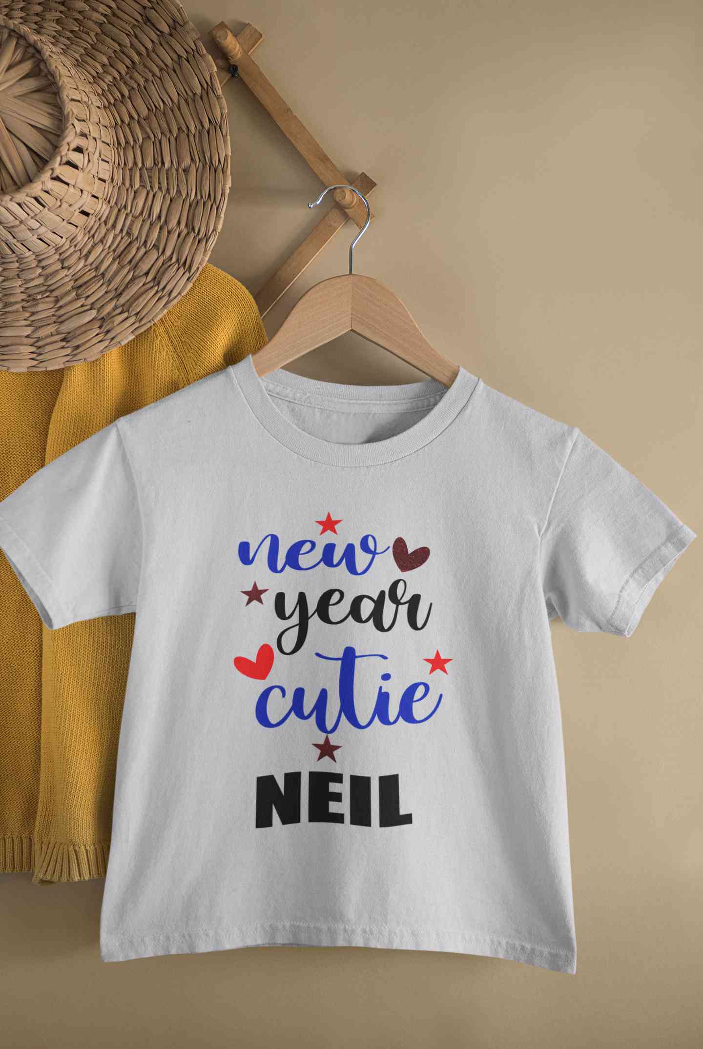 Customized Name New Year Cutie Half Sleeves T-Shirt for Boy-FunkyTeesClub
