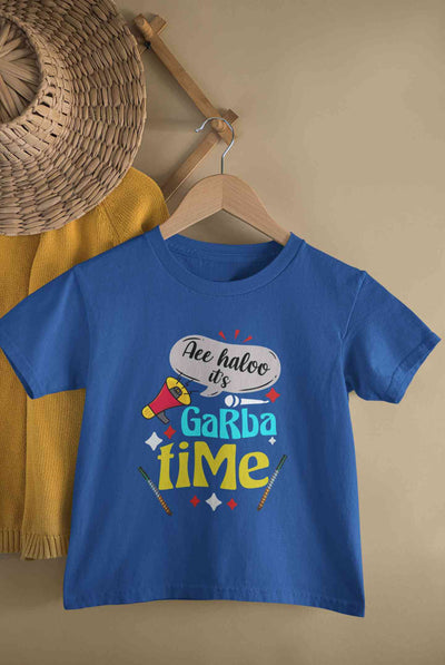 Ae Haloo Its Garba Time Navratri Half Sleeves T-Shirt for Boy-FunkyTeesClub