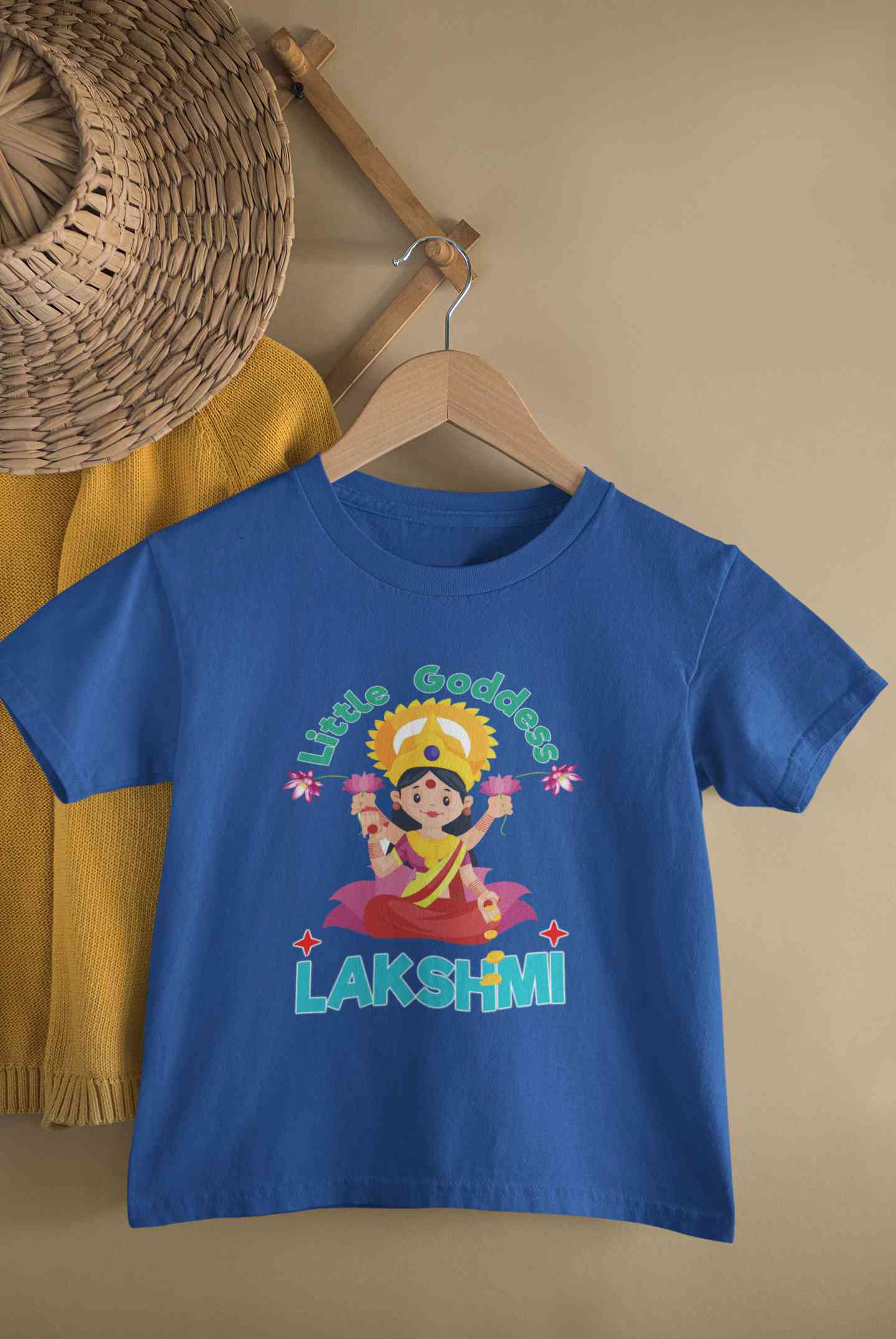Custom Name Little Goddess Navratri Half Sleeves T-Shirt For Girls -FunkyTeesClub