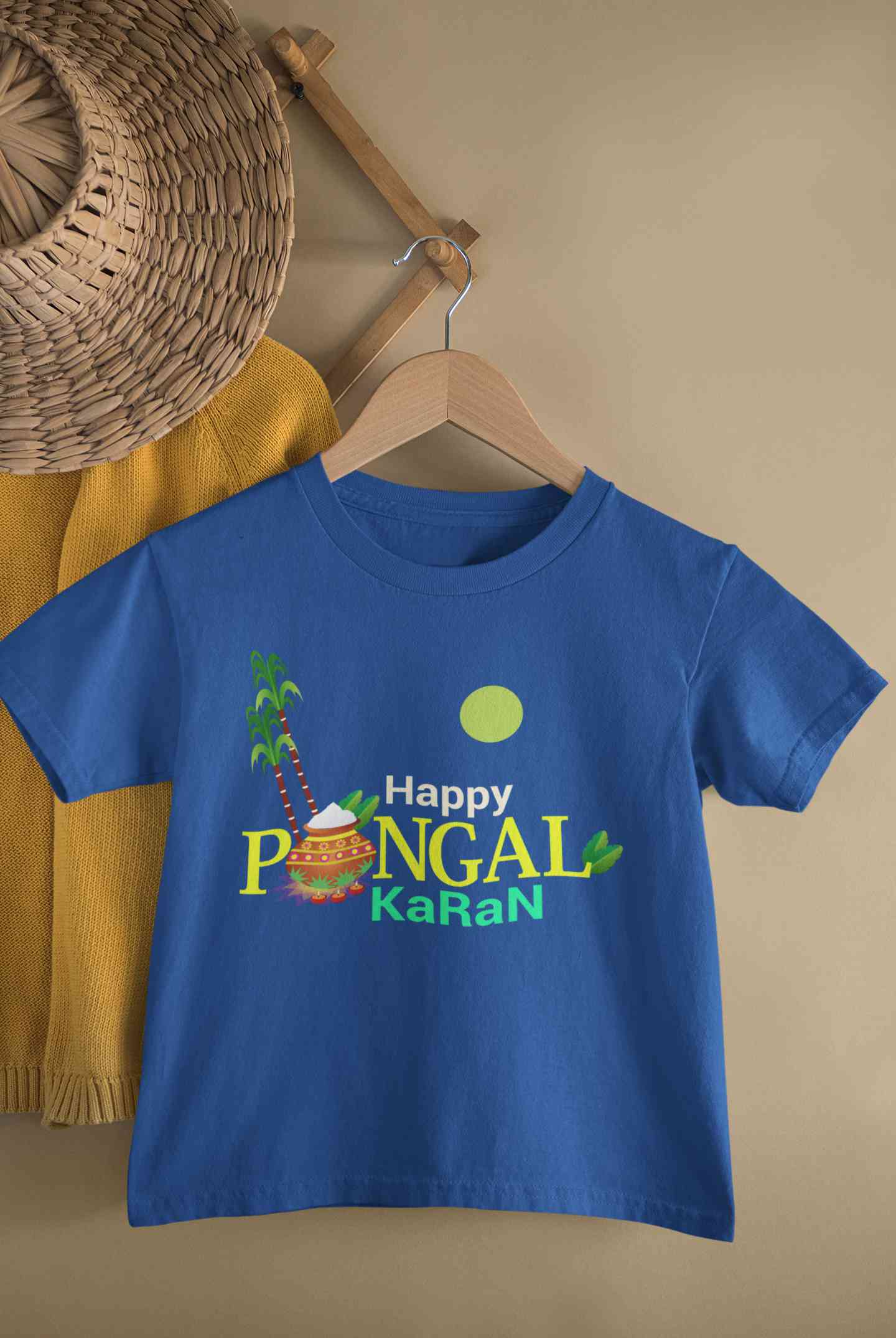 Custom Name Happy Pongal Half Sleeves T-Shirt for Boy-FunkyTeesClub