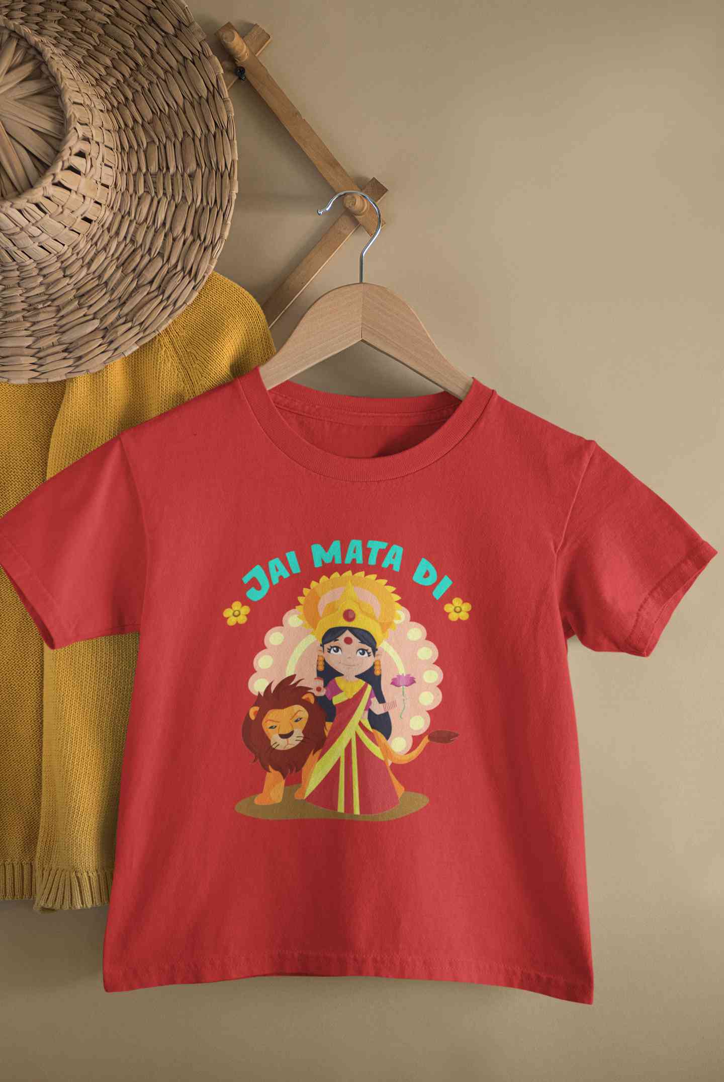 Jai Mata Di Navratri Half Sleeves T-Shirt For Girls -FunkyTeesClub