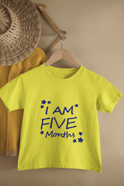 I Am Five Months Half Sleeves T-Shirt for Boys -FunkyTeesClub