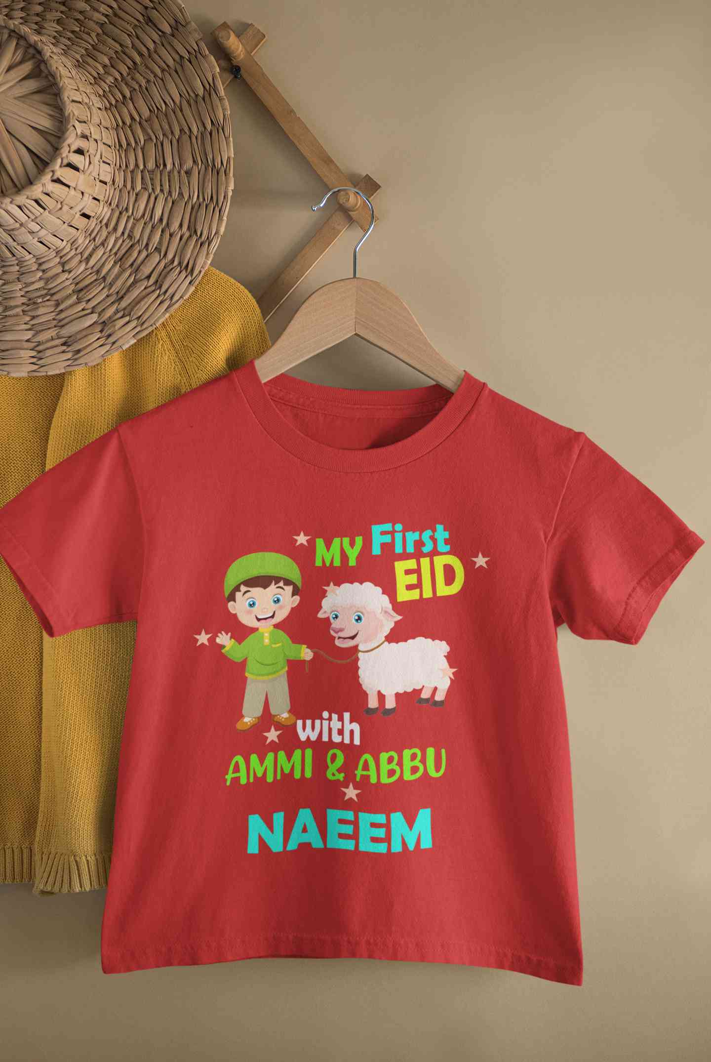 Custom Name My First Eid With Ammi And Abbu Half Sleeves T-Shirt for Boy-FunkyTeesClub