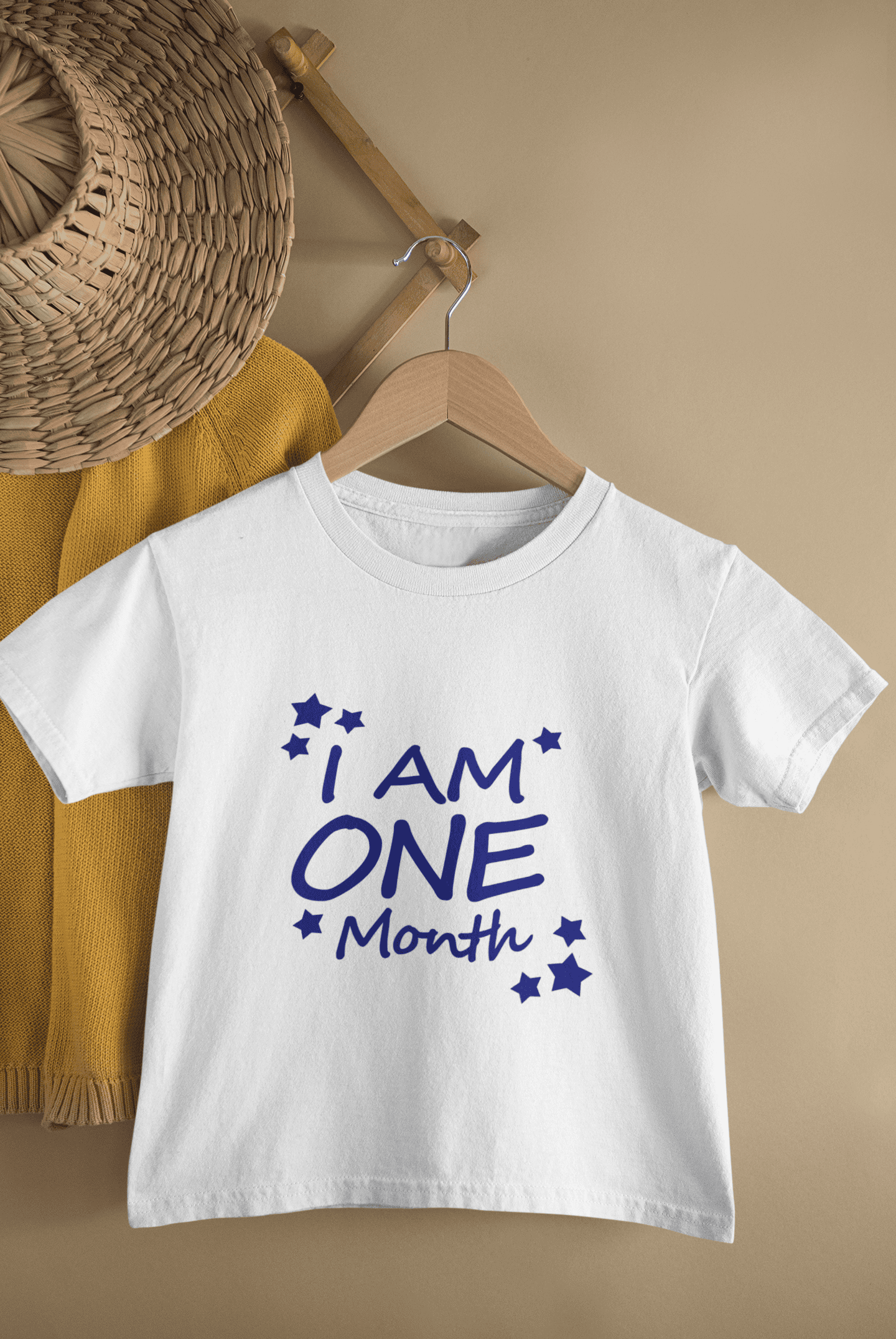I Am One Month Half Sleeves T-Shirt for Boys -FunkyTeesClub